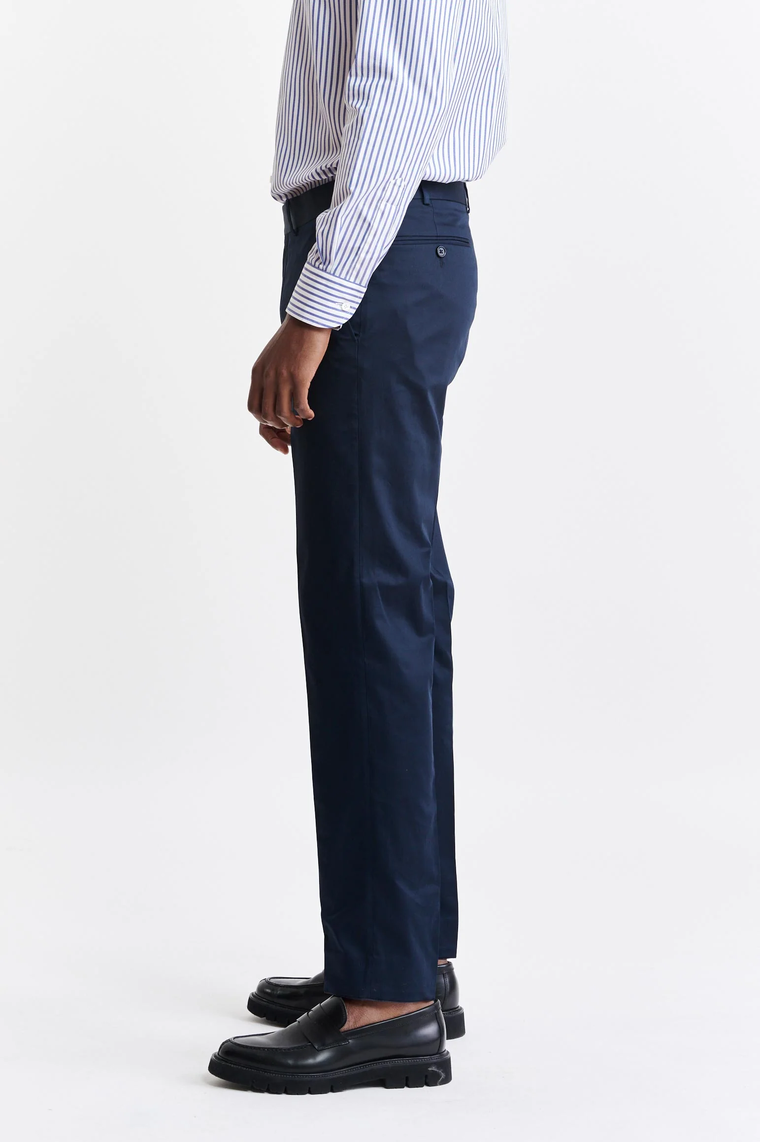 Dark Blue 100% Cotton Farley Trousers Cashmere Cotton - Image 3