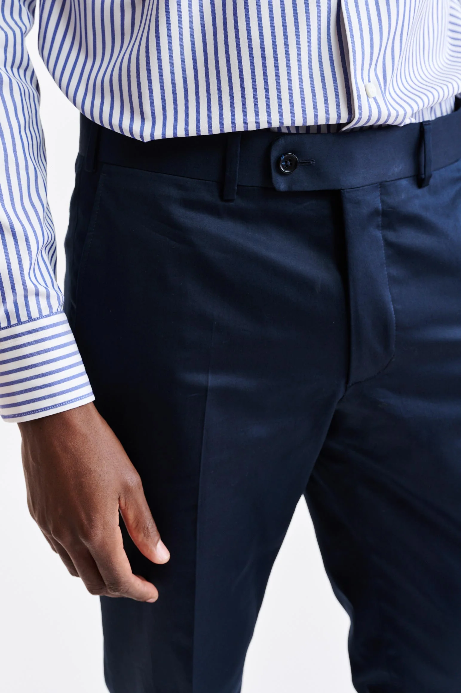 Dark Blue 100% Cotton Farley Trousers Cashmere Cotton - Image 4