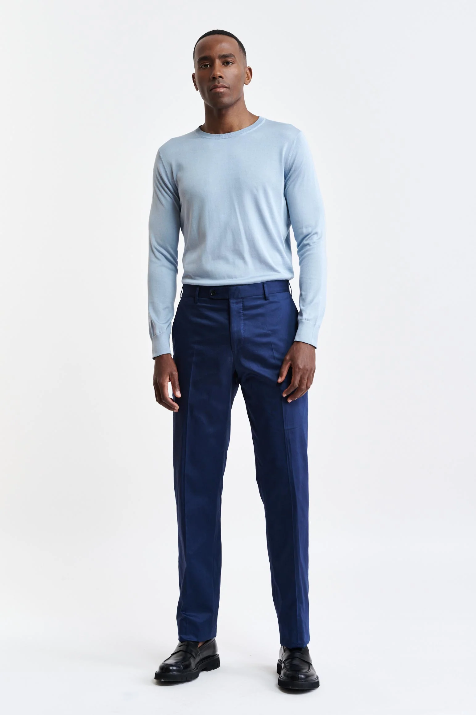Dark Blue 100% Cotton Xander Trousers Cashmere Cotton - Image 2