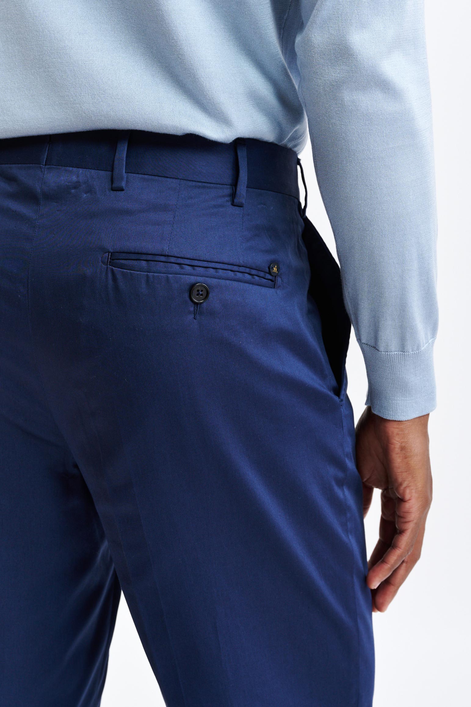 Dark Blue 100% Cotton Xander Trousers Cashmere Cotton - Image 5