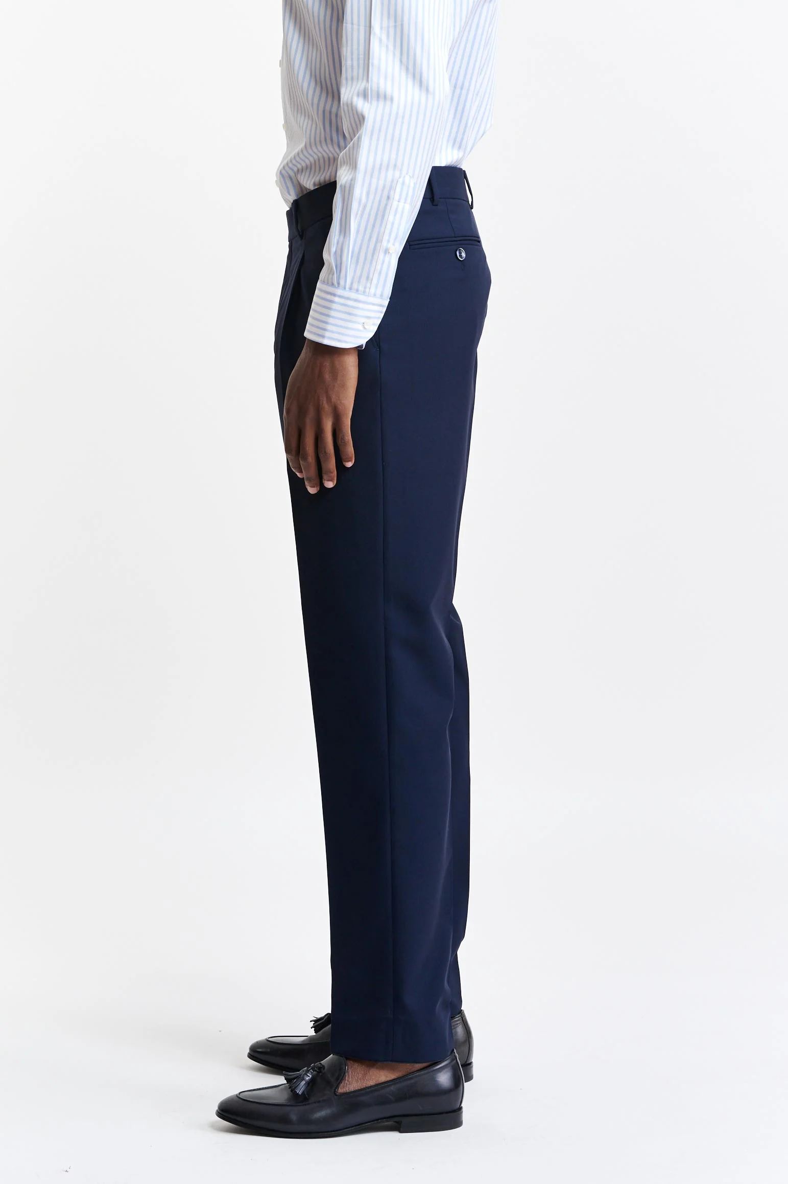 Dark Blue 100% Wool Signature Trousers Capri - Image 3