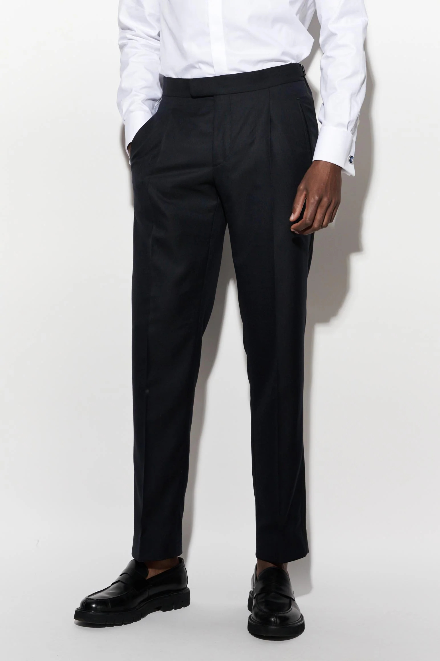Dark Blue 100% Wool Signature Trousers Savile Row Classics