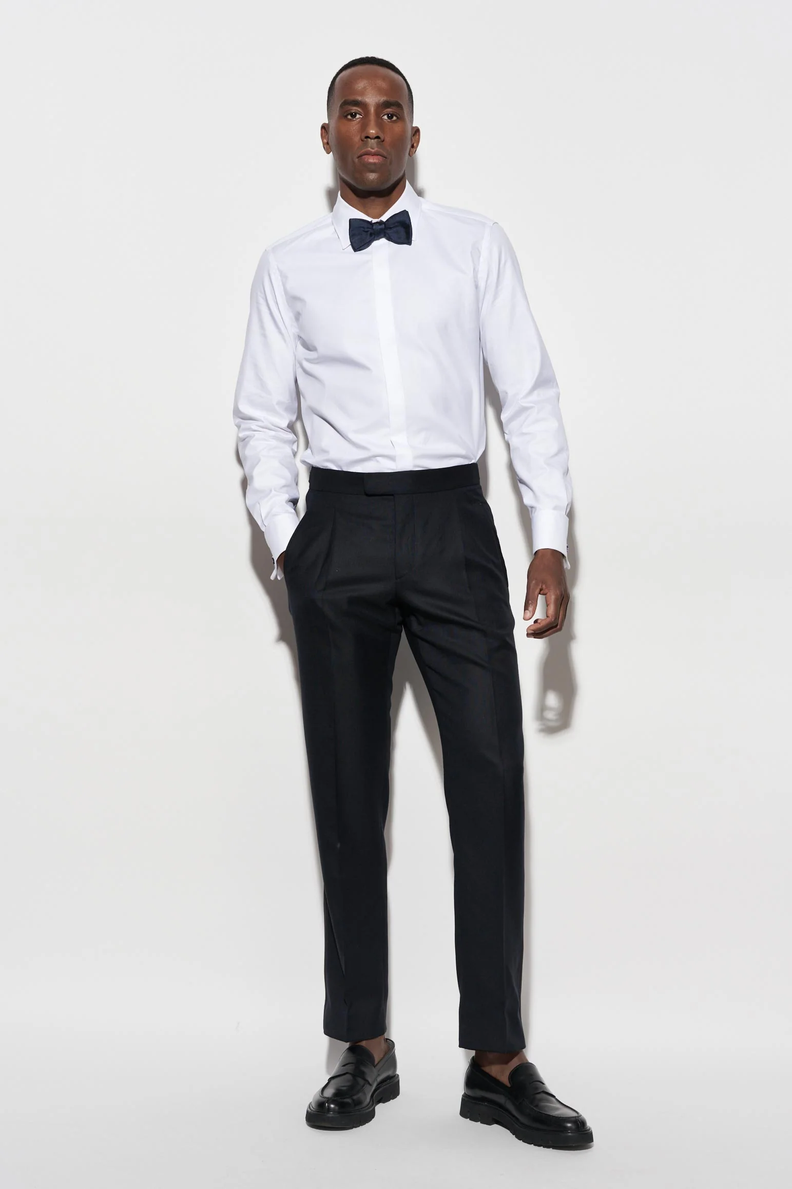 Dark Blue 100% Wool Signature Trousers Savile Row Classics - Image 2