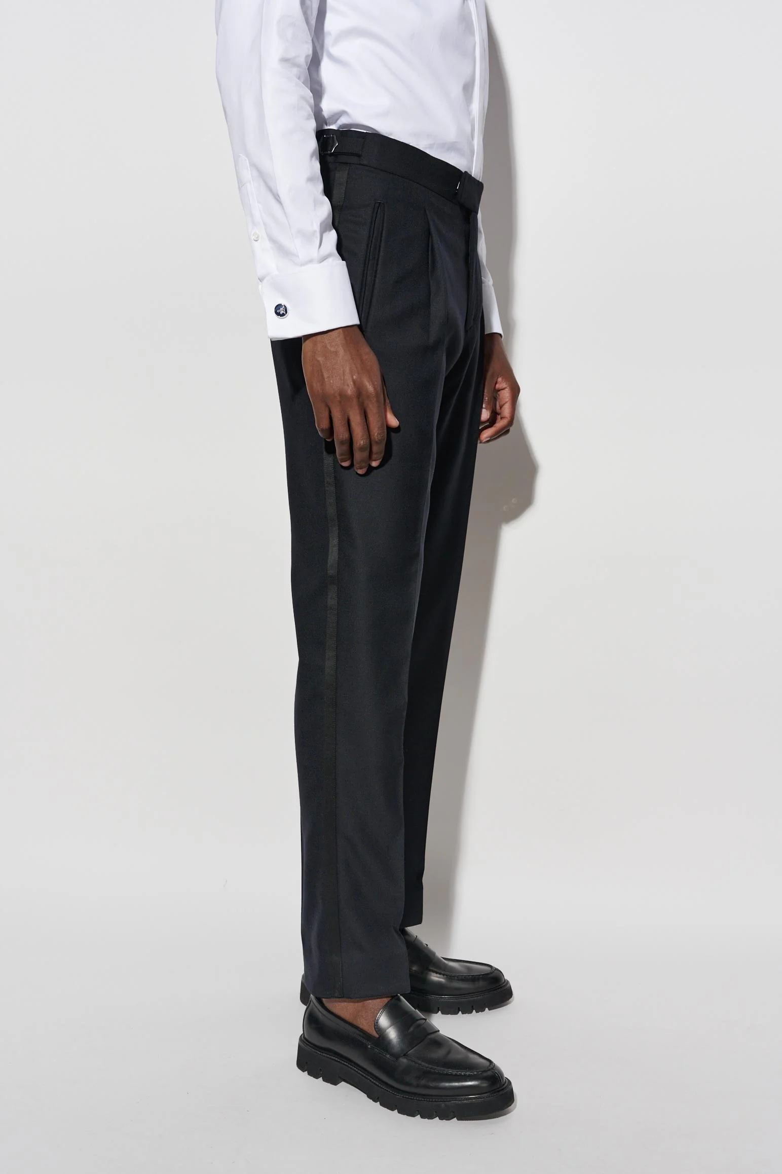 Dark Blue 100% Wool Signature Trousers Savile Row Classics - Image 3