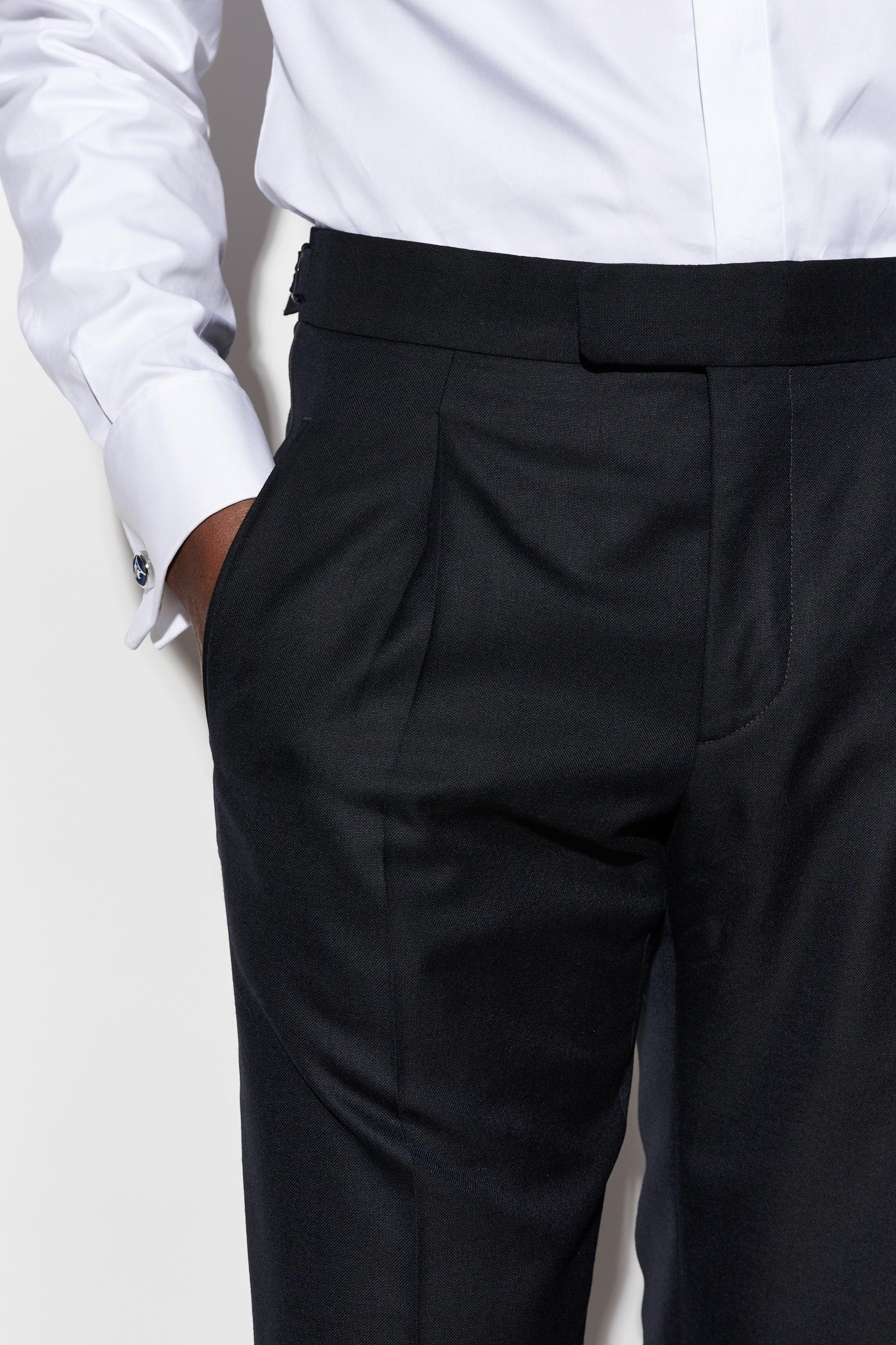 Dark Blue 100% Wool Signature Trousers Savile Row Classics - Image 5