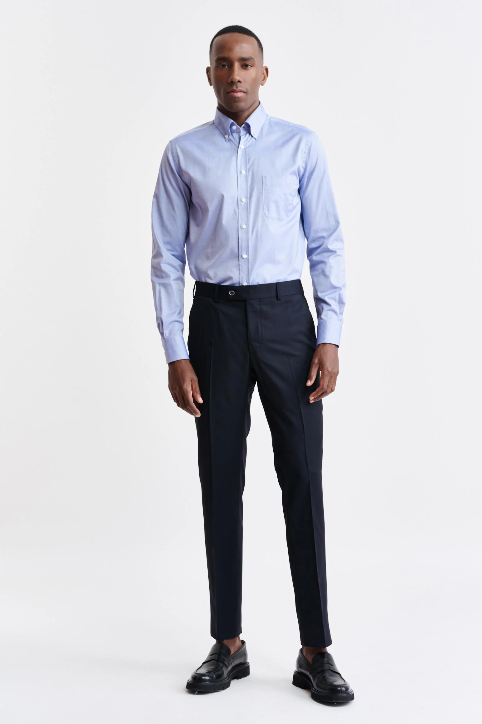 Dark Blue 100% Wool Super 100's Farley Trousers New Deluxe - Image 2