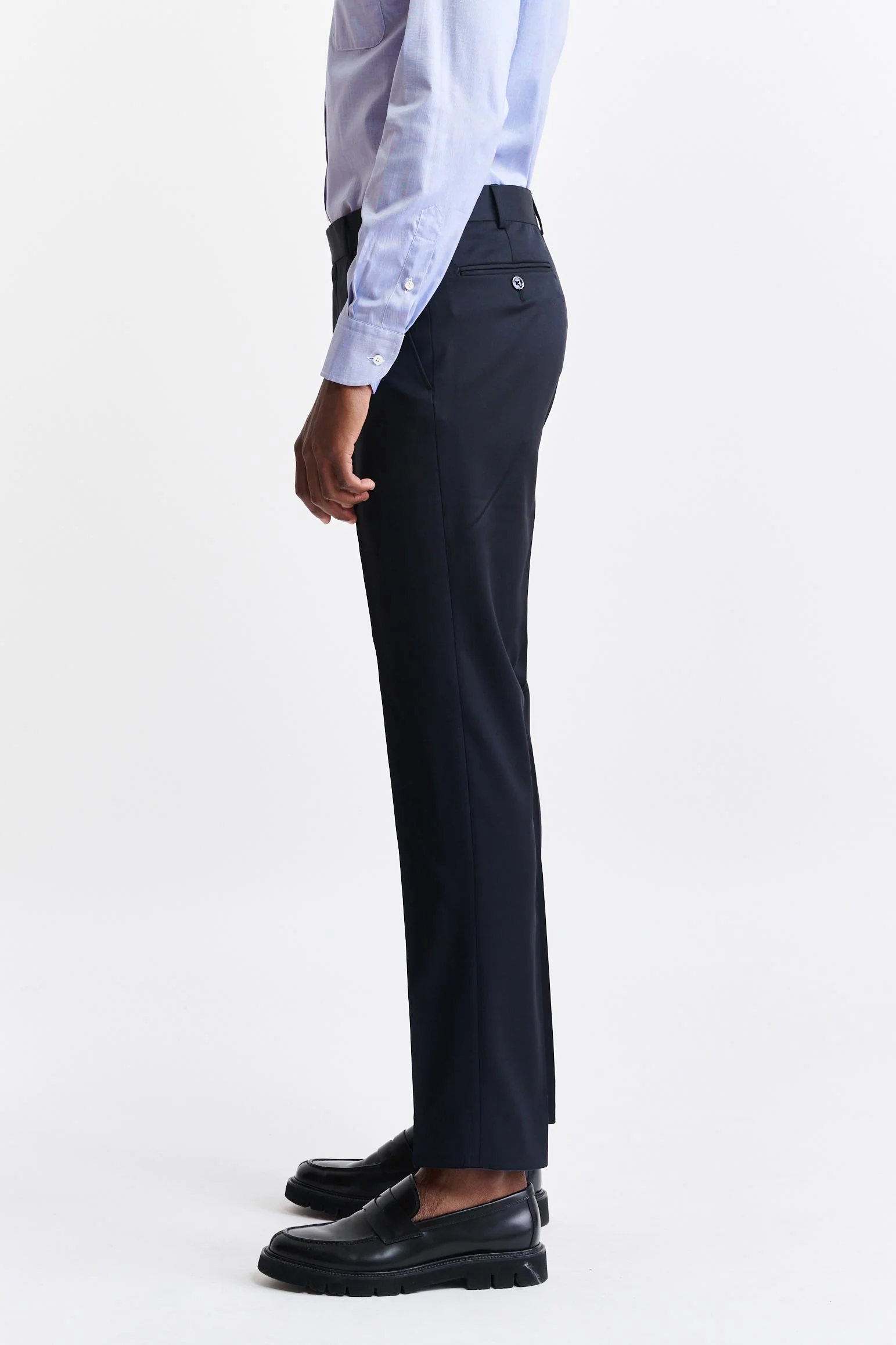 Dark Blue 100% Wool Super 100's Farley Trousers New Deluxe - Image 3