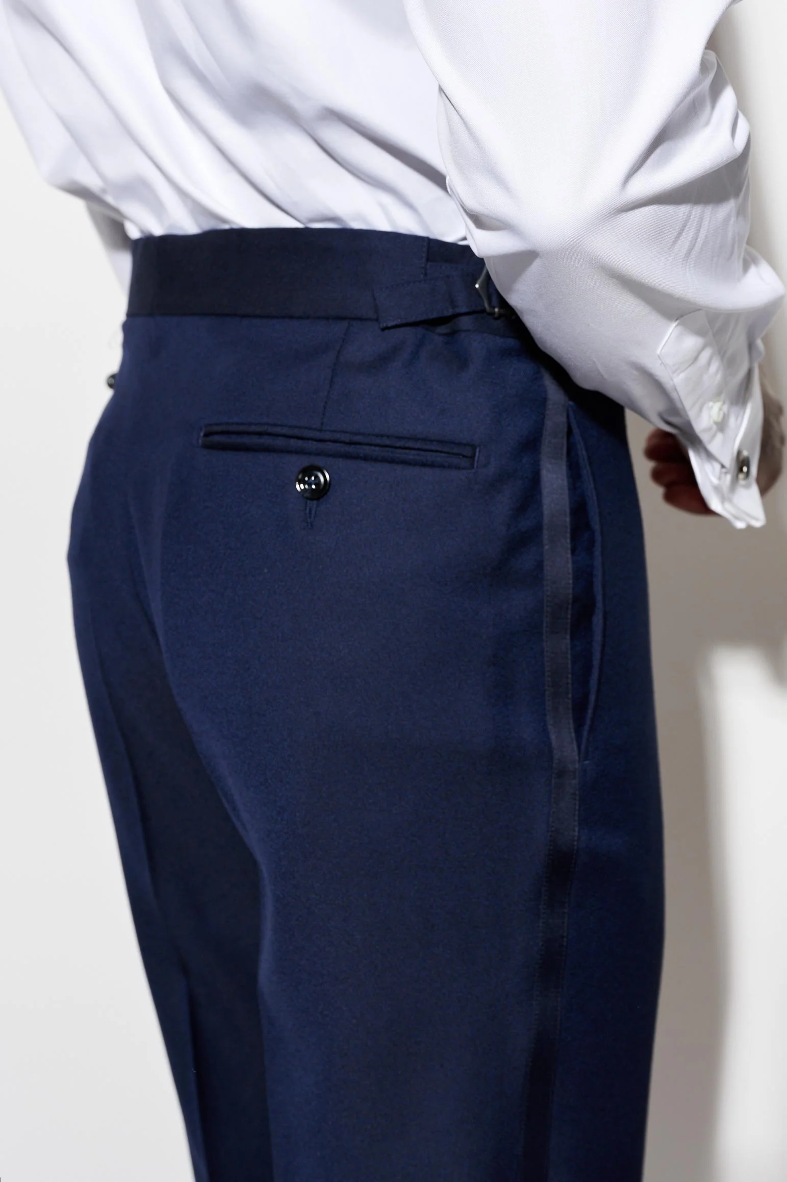 Dark Blue 100% Wool Super 120's Signature Trousers Jazz - Image 5