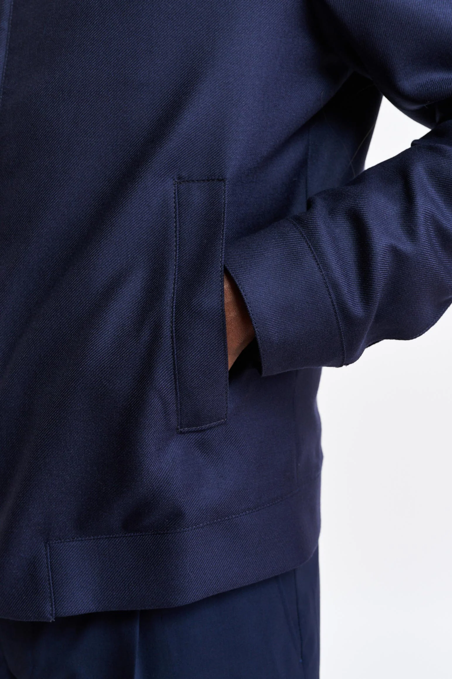 Dark Blue 100% Wool Warwick Bomber Jacket Harmony - Image 5