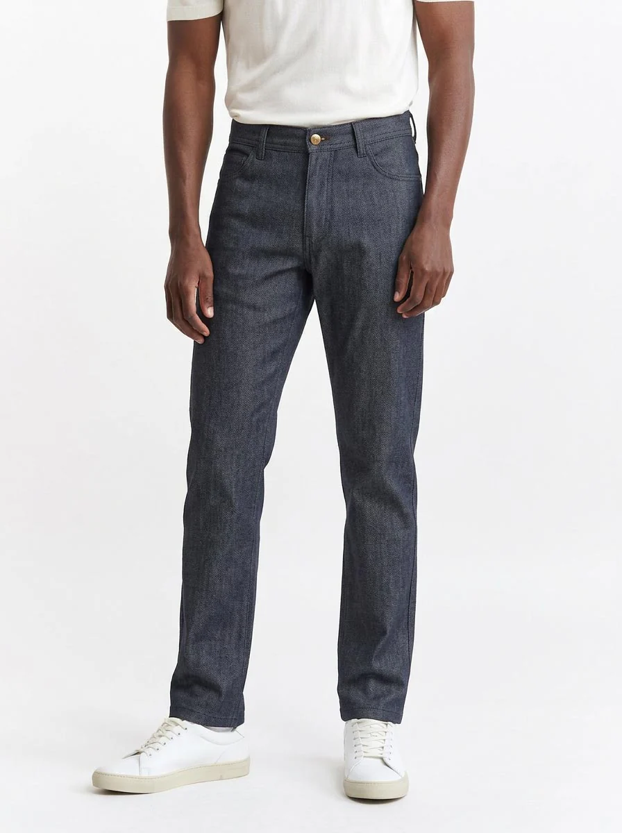 Dark Blue Cotton Five Pocket Trousers Cashmere Denim