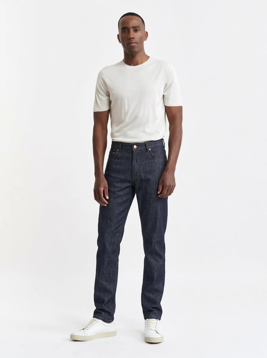 Dark Blue Cotton Five Pocket Trousers Cashmere Denim - Image 2