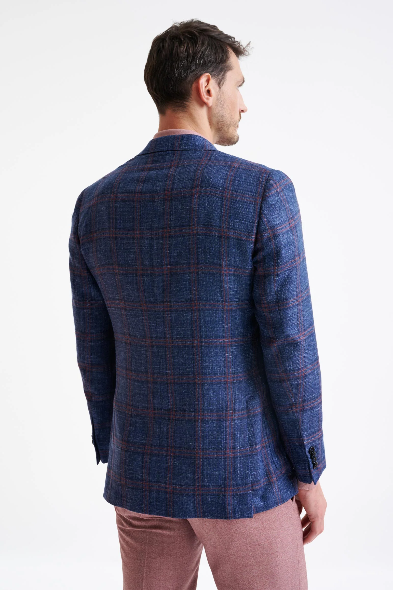 Dark Blue Wool & Silk Soho Jacket Amalfi Trend - Image 8