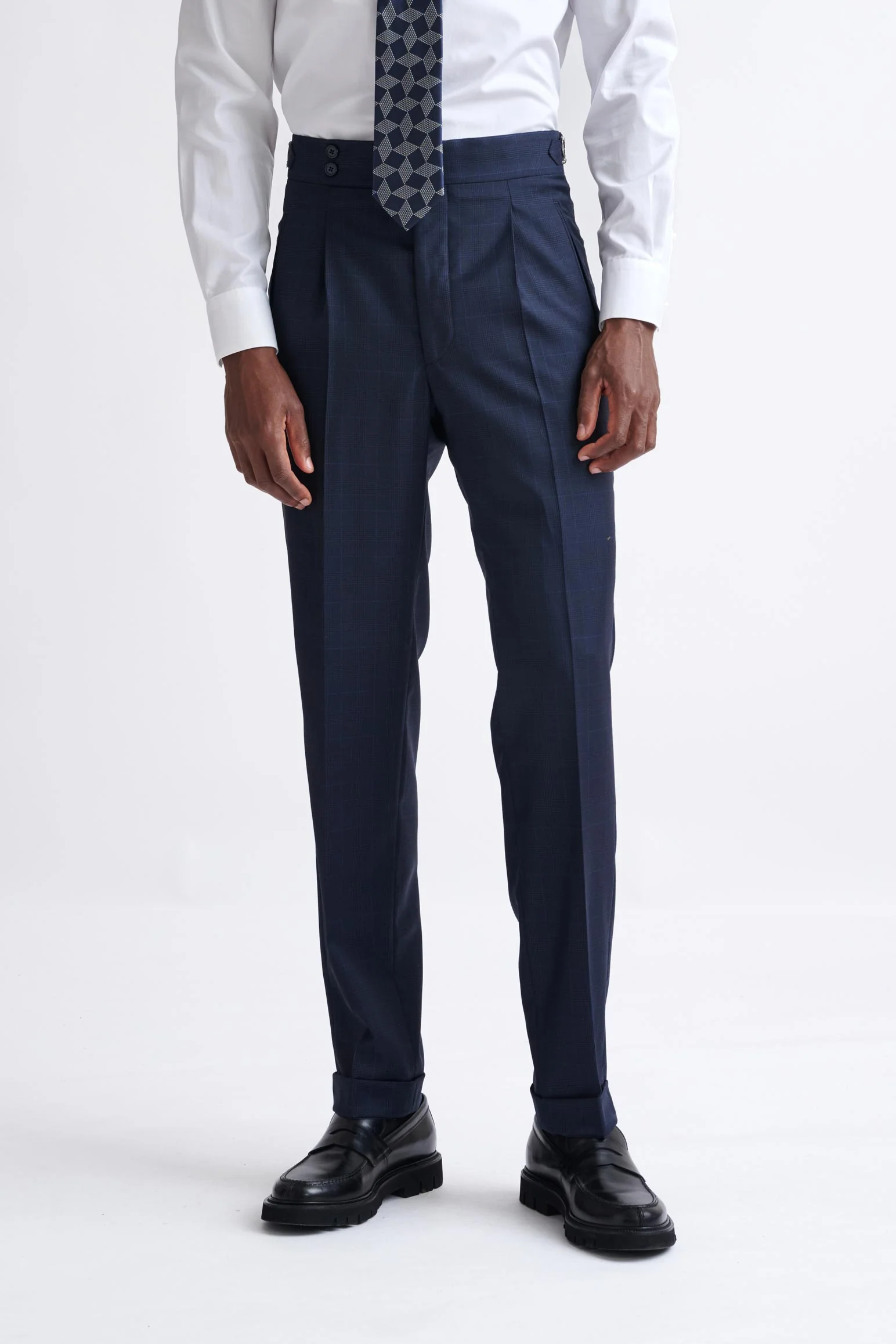 Dark Blue Super 130's Wool Farley Trousers Eton