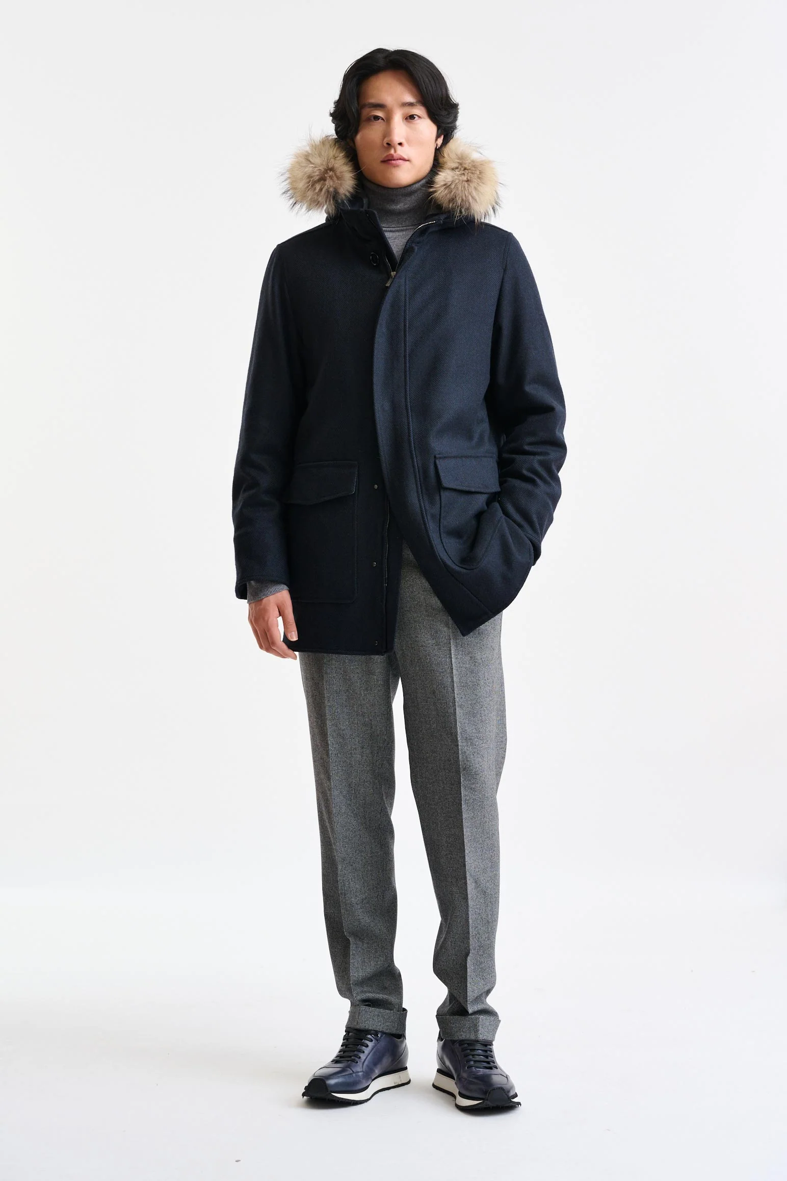Dark Blue Wool Bedford Parka Zeus - Image 4