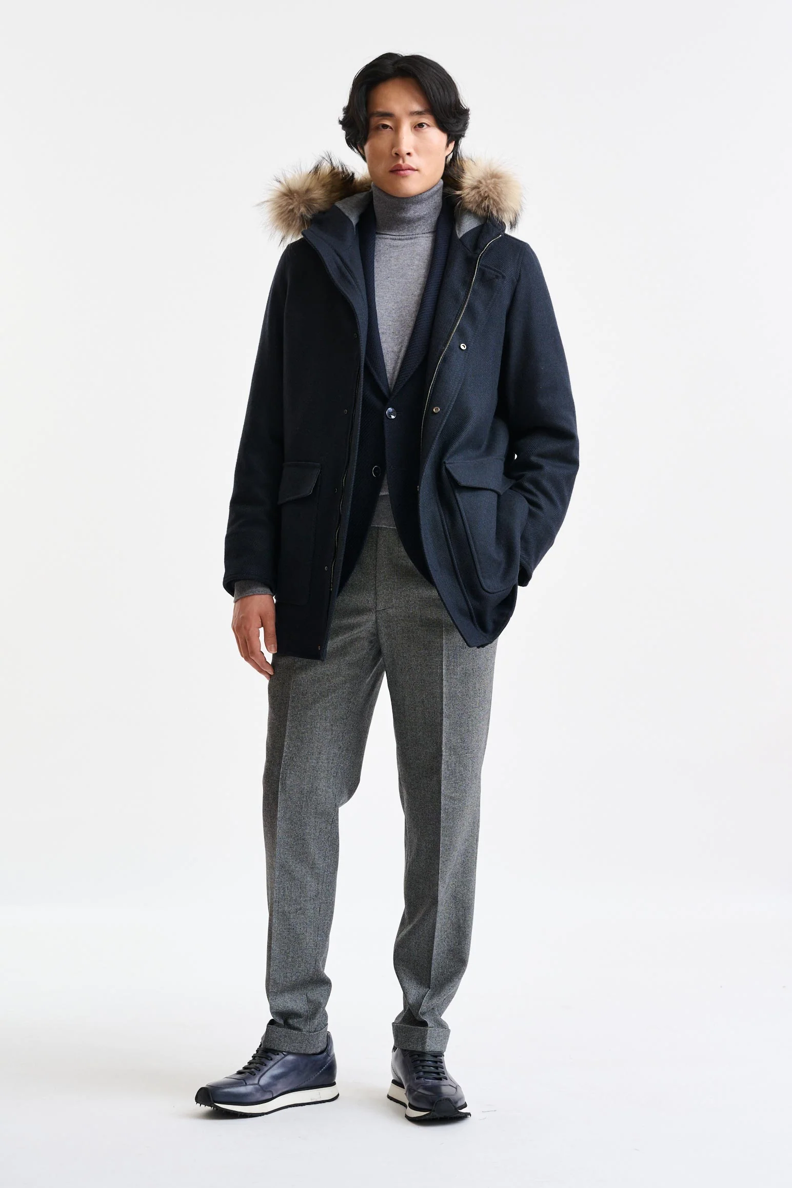 Dark Blue Wool Bedford Parka Zeus - Image 5
