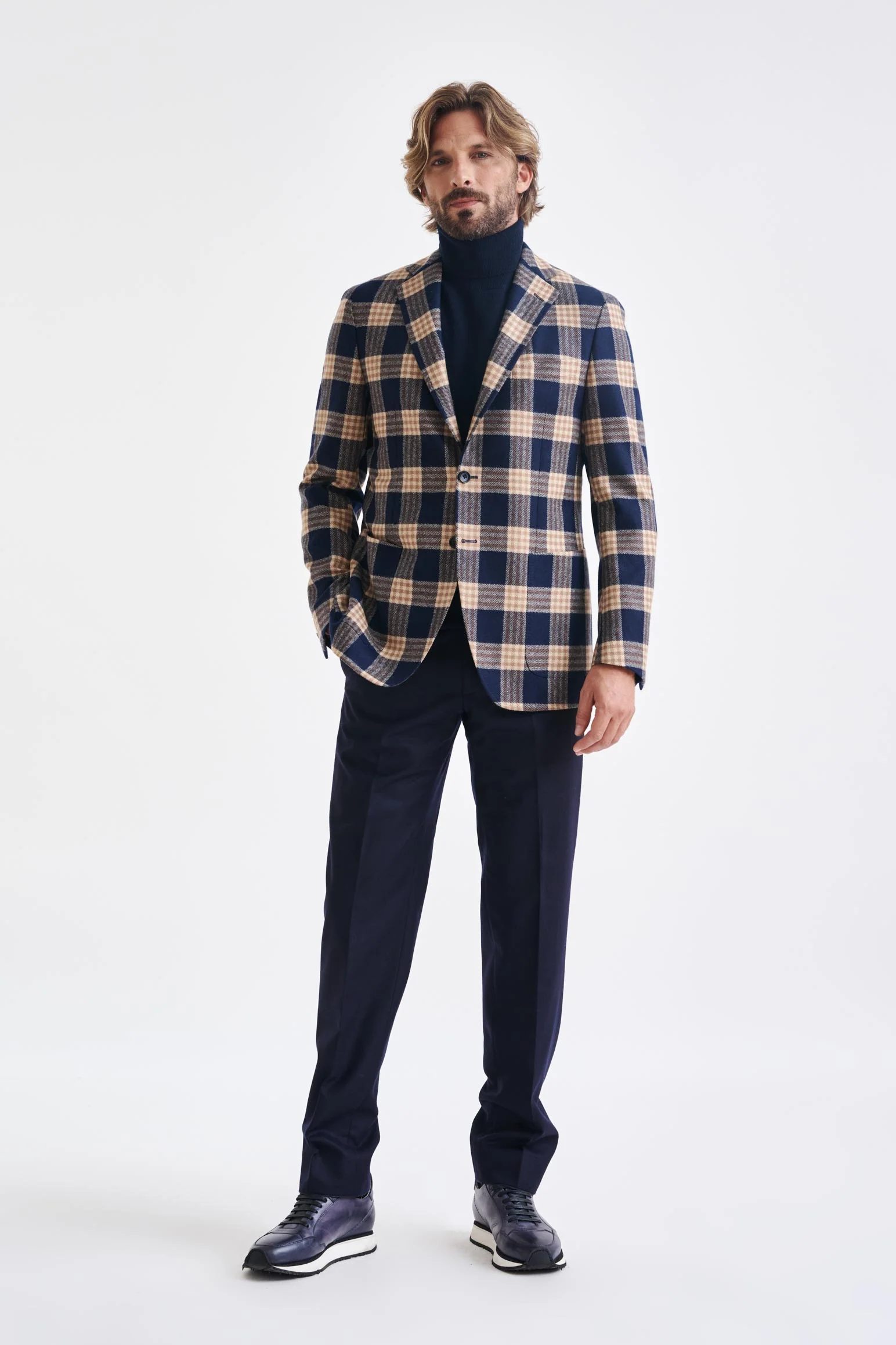 Dark Blue Wool & Cashmere Kenton Jacket Escape - Image 6