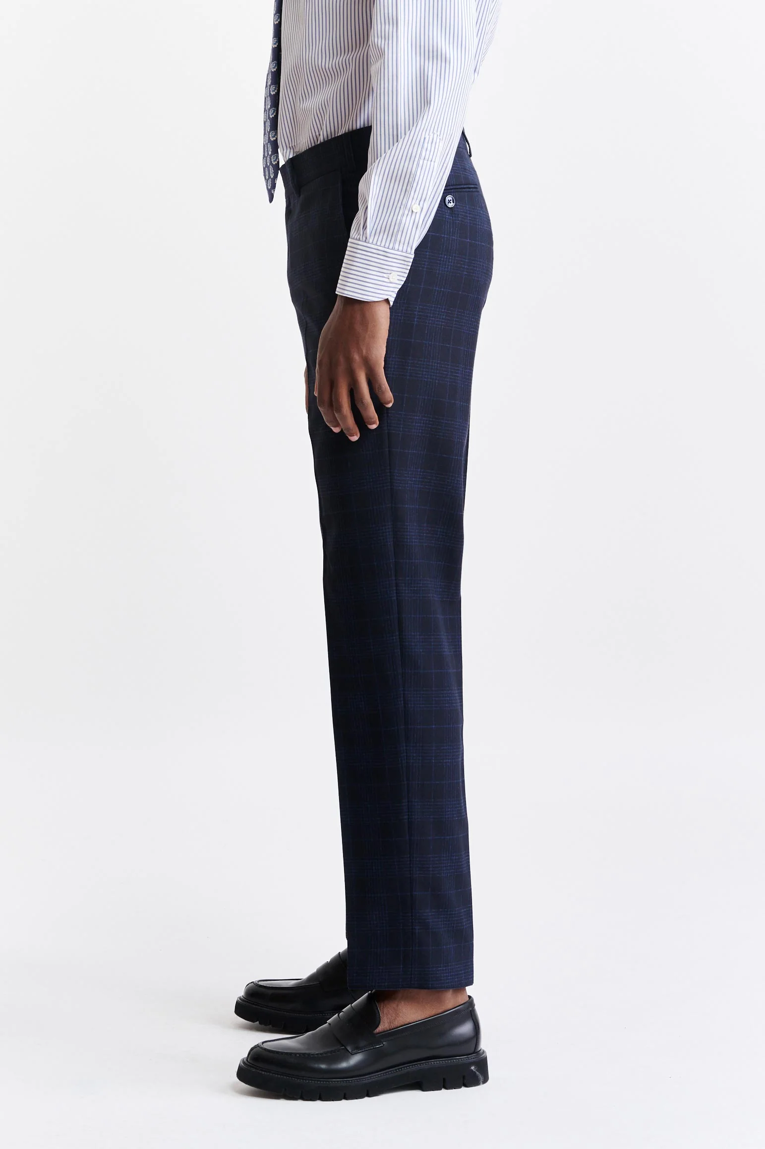 Dark Blue Wool & Cotton Farley Trousers Riviera Trend - Image 2