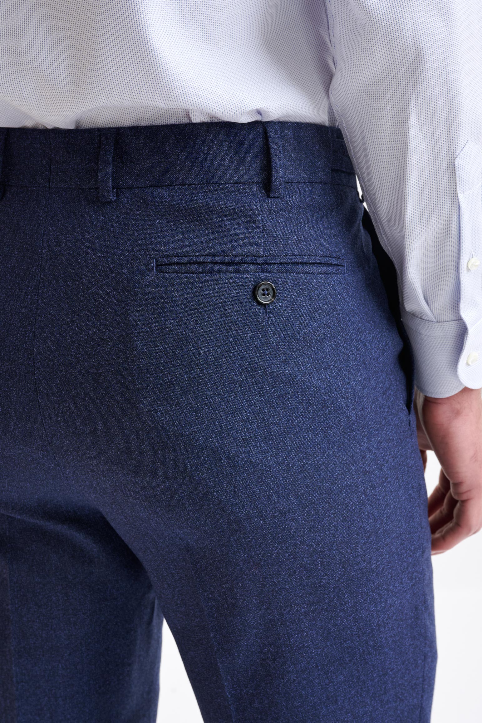 Dark Blue Wool Farley Trousers Lifestyle - Image 4