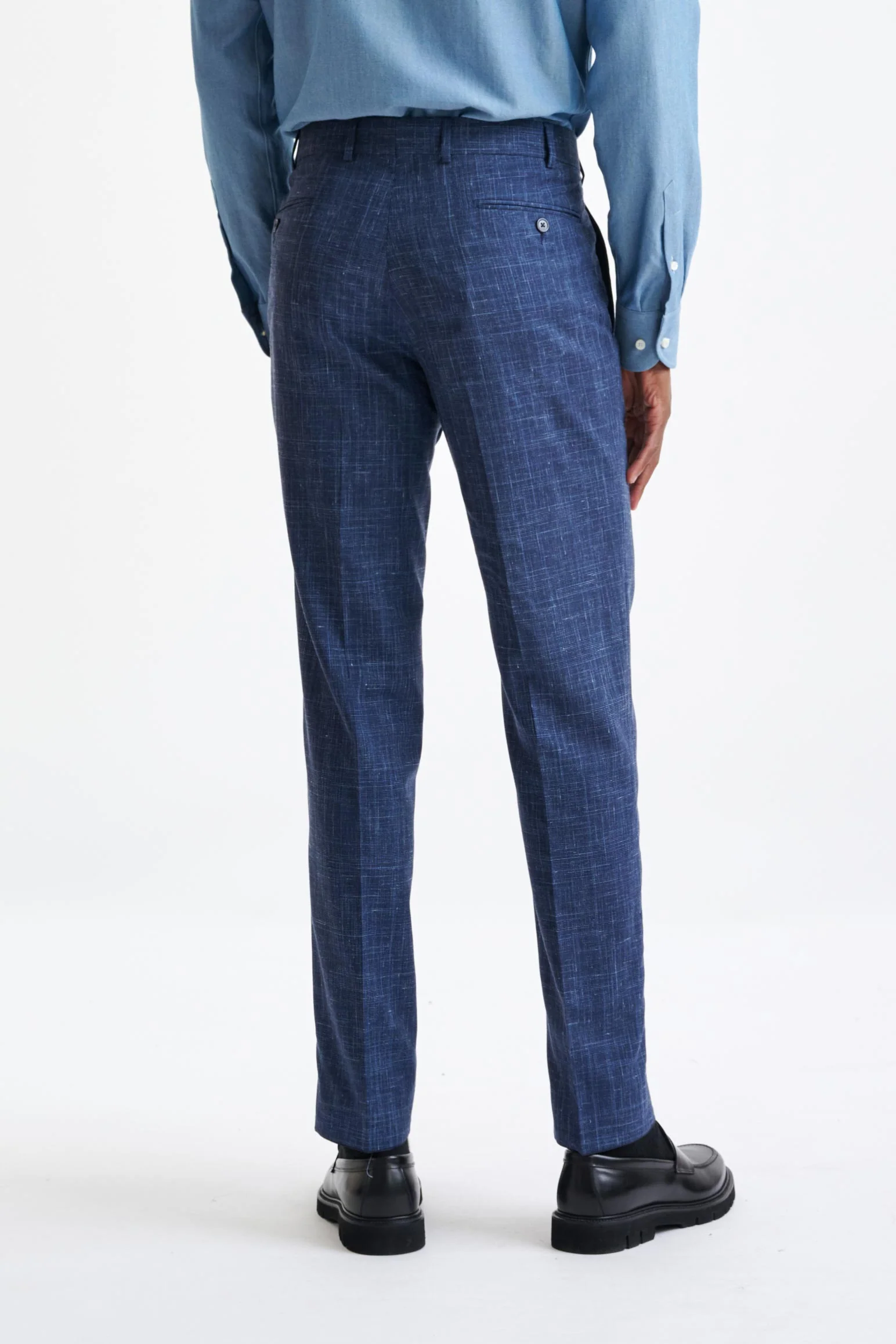 Dark Blue Wool & Silk Kenton Suit Lifestyle - Image 12