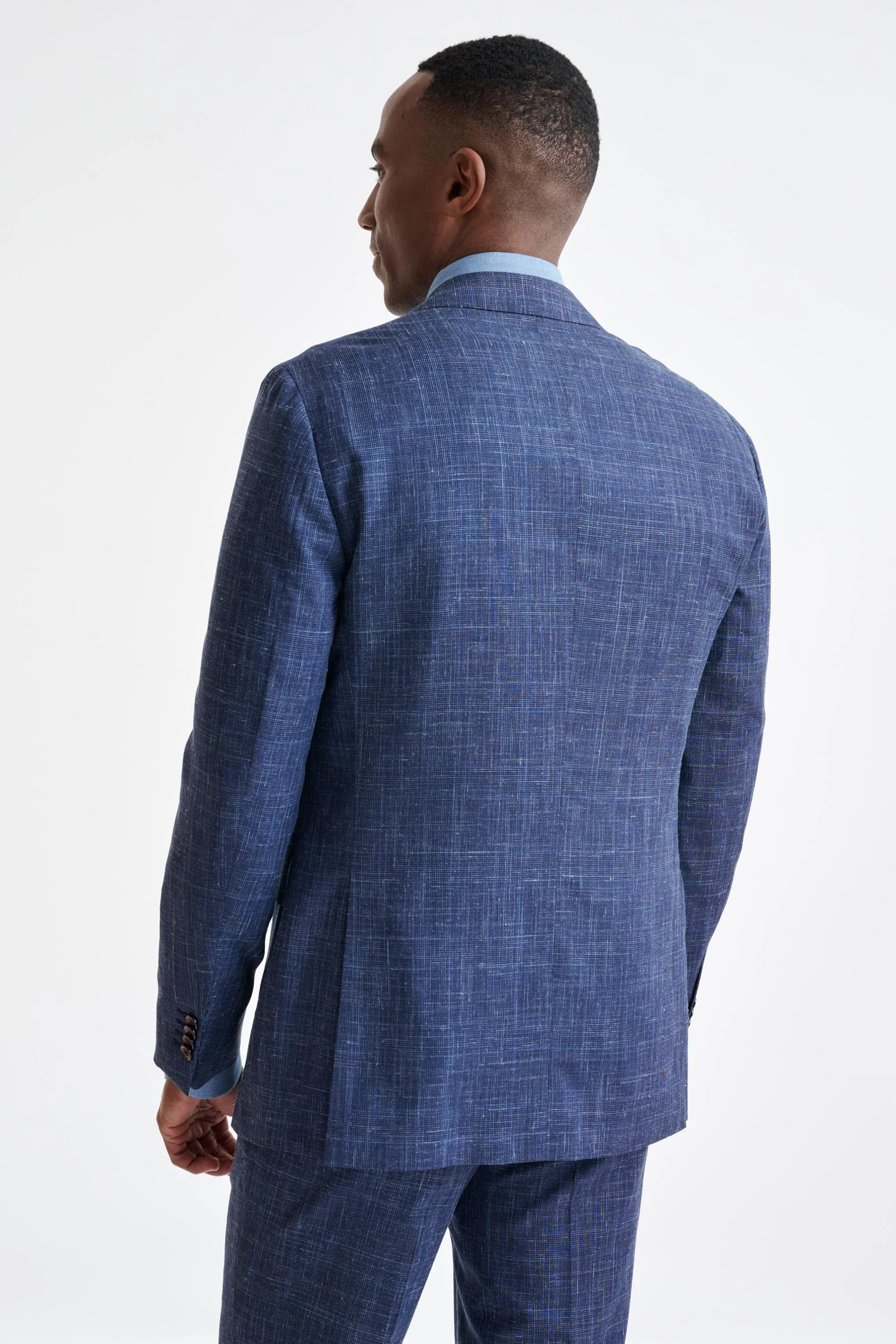 Dark Blue Wool & Silk Kenton Suit Lifestyle - Image 8