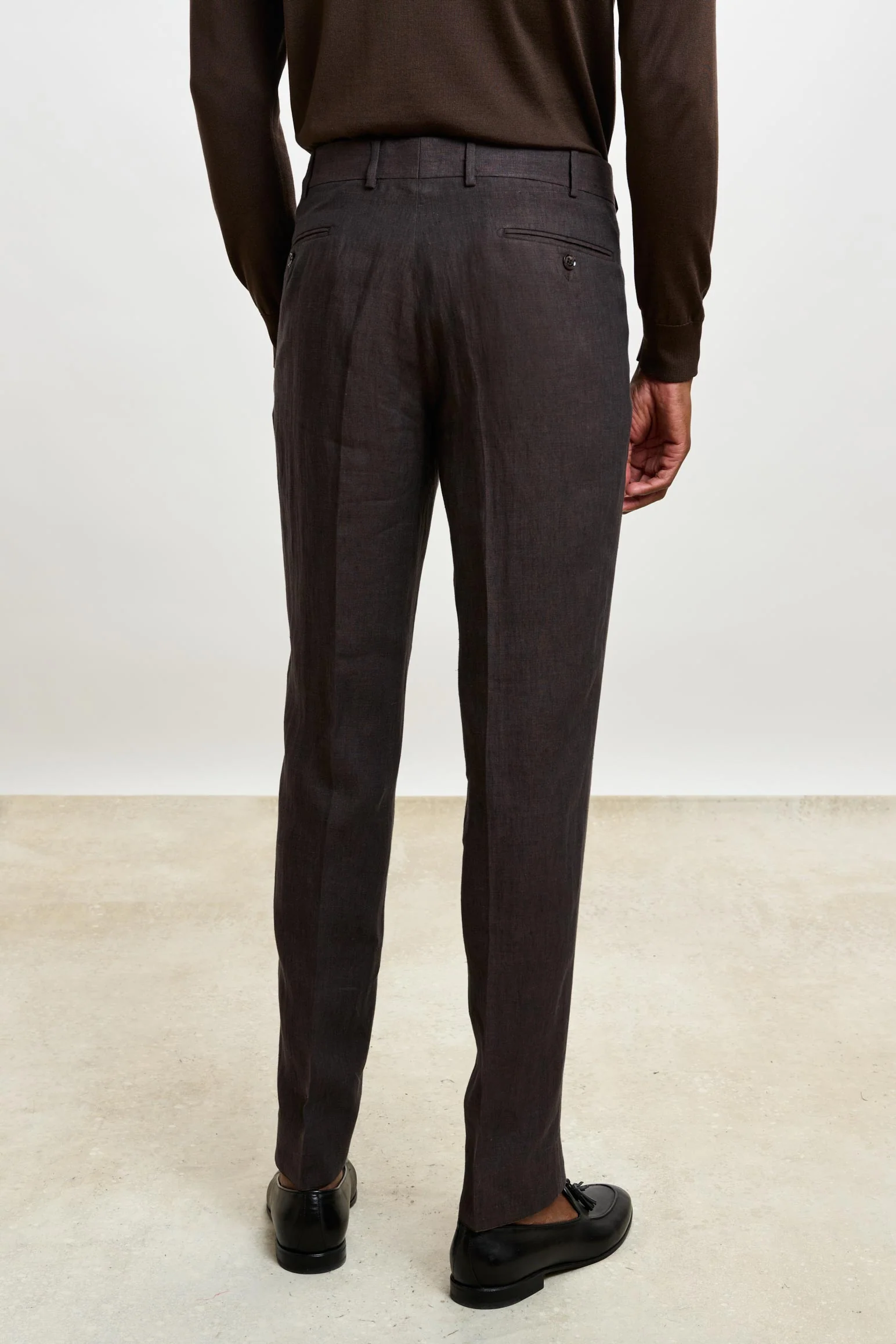 Dark Brown Farley Trousers Pure Linen - Image 3