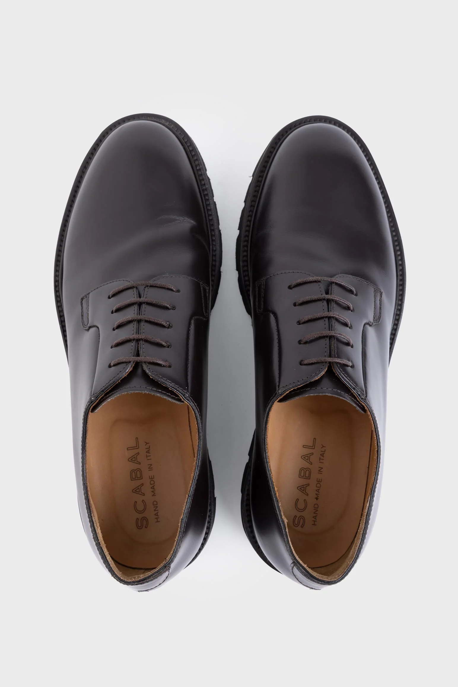 Dark Brown Glazed Calfskin Derby R Shoes - Image 2