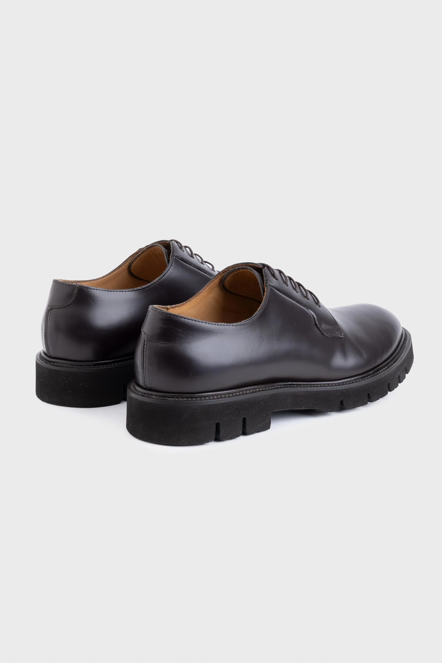 Dark Brown Glazed Calfskin Derby R Shoes - Image 3