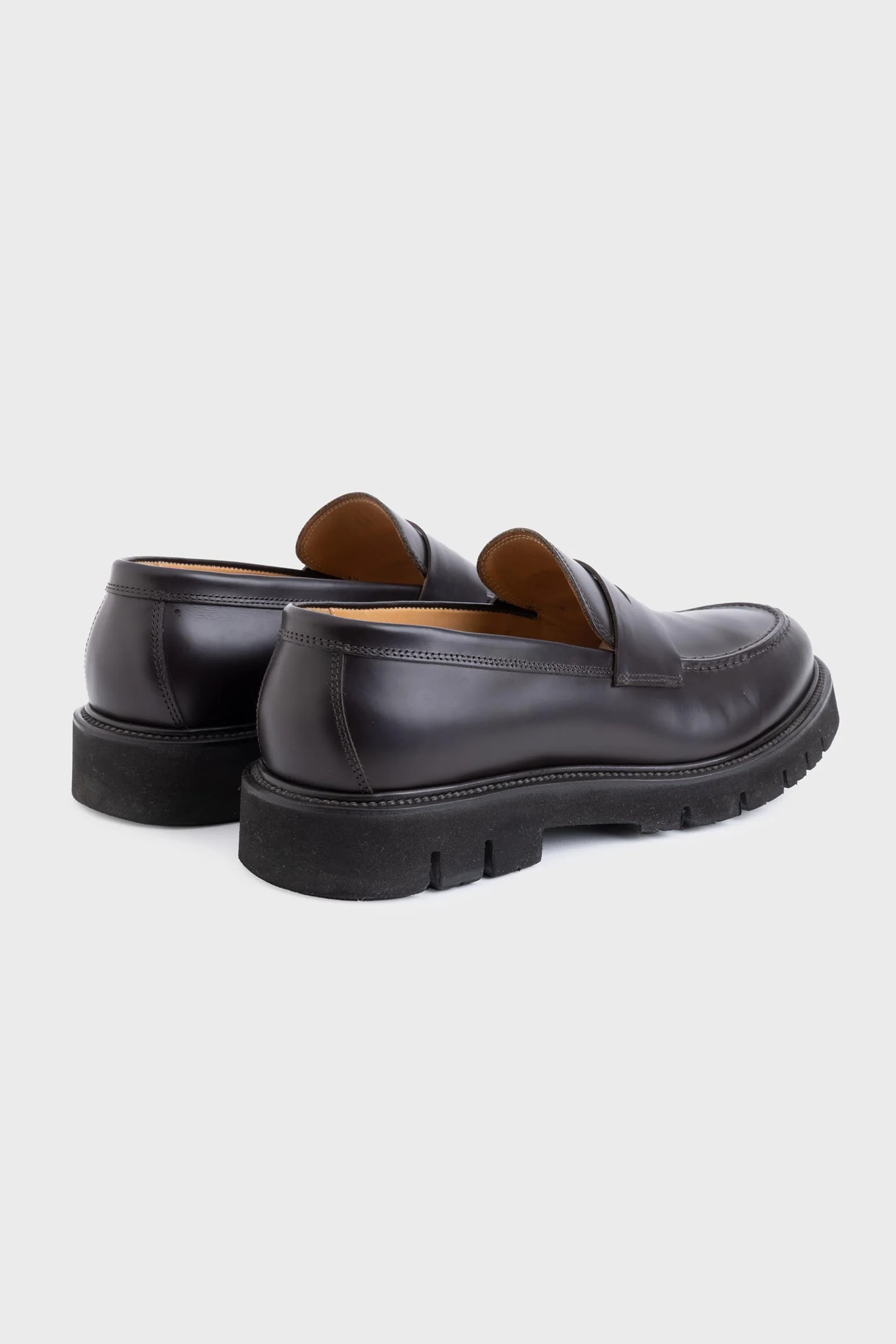 Dark Brown Glazed Calfskin Penny Loafer R Shoes - Image 3
