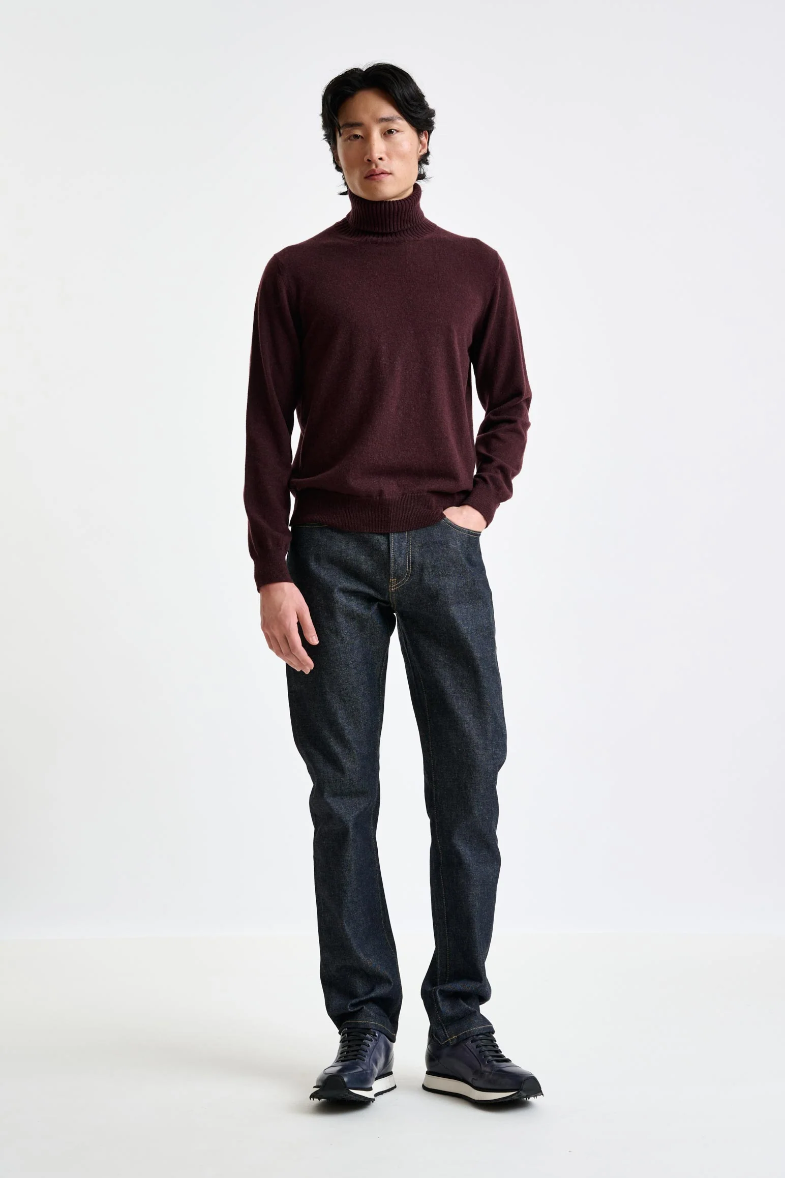 Dark Burgundy 100% Cashmere Crawley Rollneck Knit - Image 2