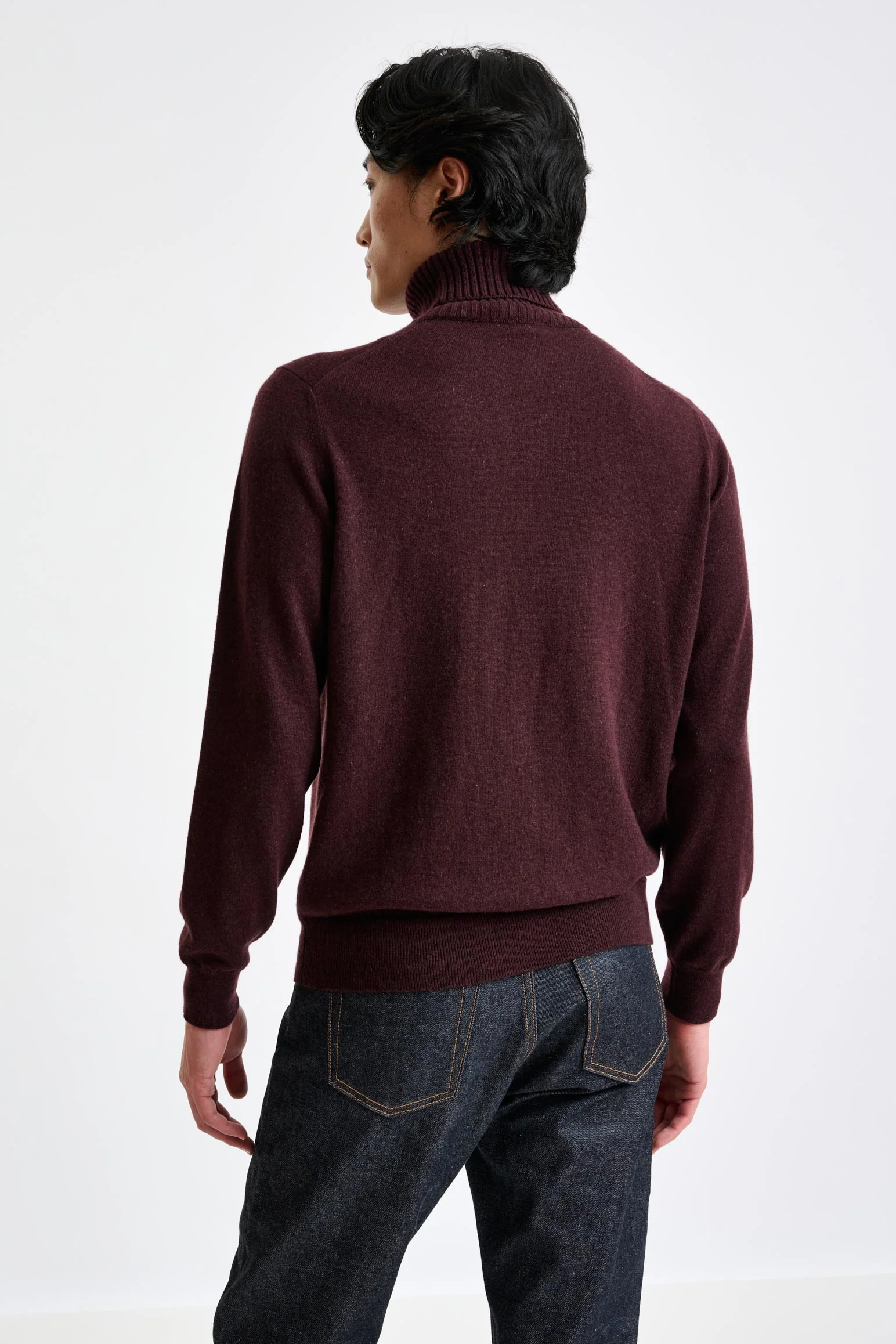 Dark Burgundy 100% Cashmere Crawley Rollneck Knit - Image 4