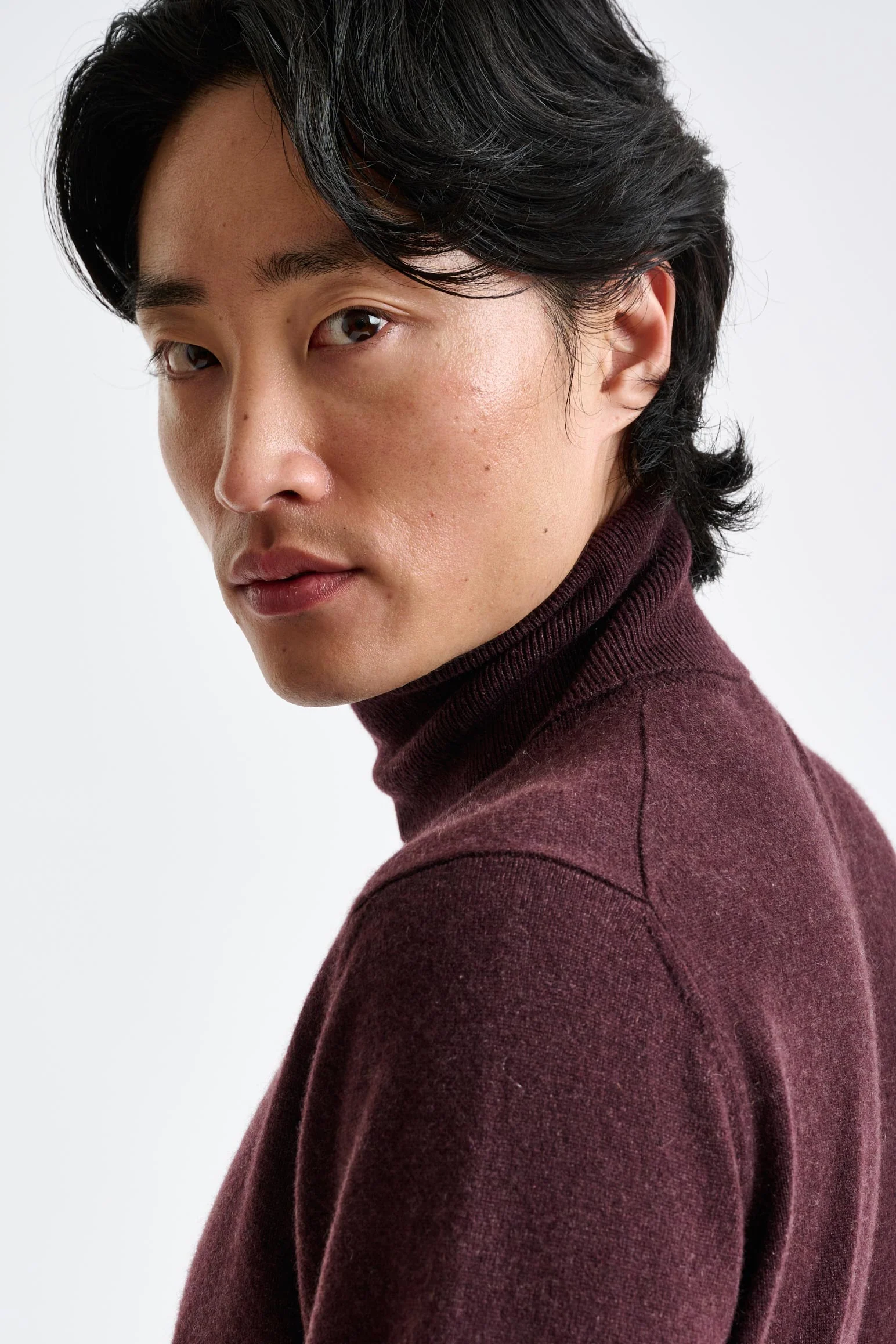Dark Burgundy 100% Cashmere Drumberg Rollneck Knit - Image 3