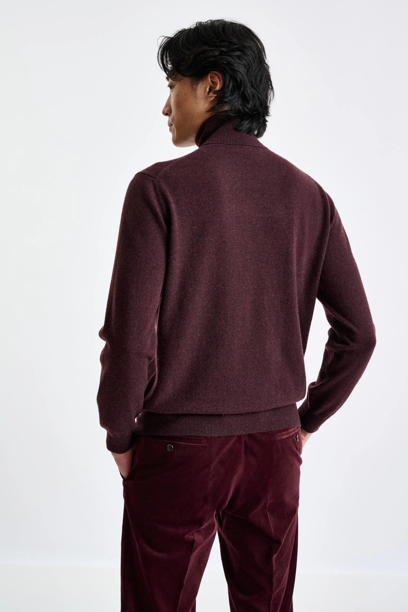 Dark Burgundy 100% Cashmere Drumberg Rollneck Knit - Image 4