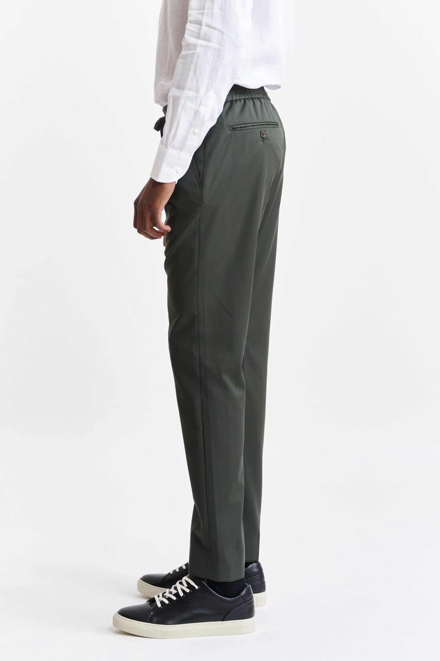Dark Green 100% Wool Super 100's Drawstring Trousers New Deluxe - Image 5