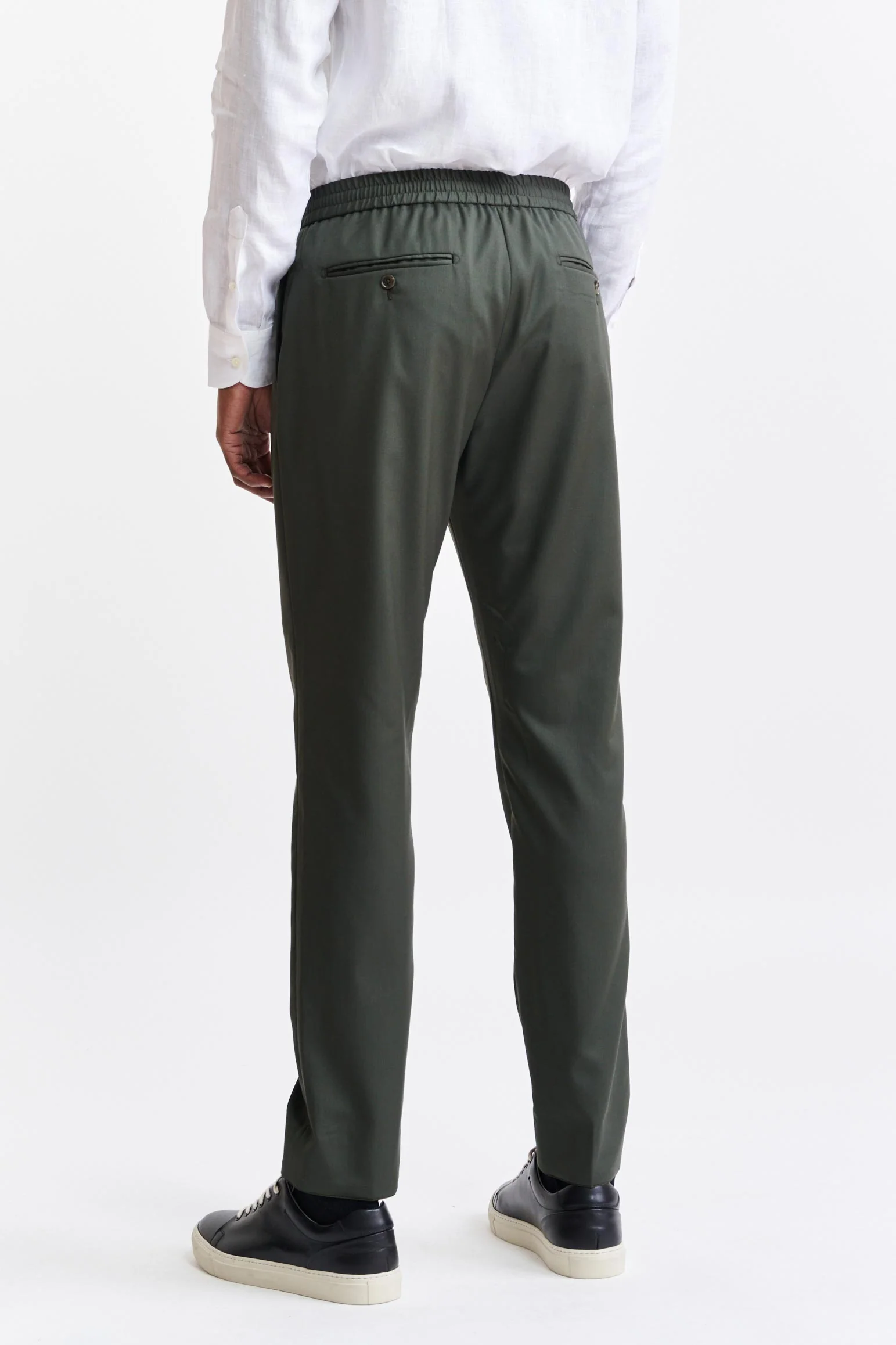 Dark Green 100% Wool Super 100's Drawstring Trousers New Deluxe - Image 6