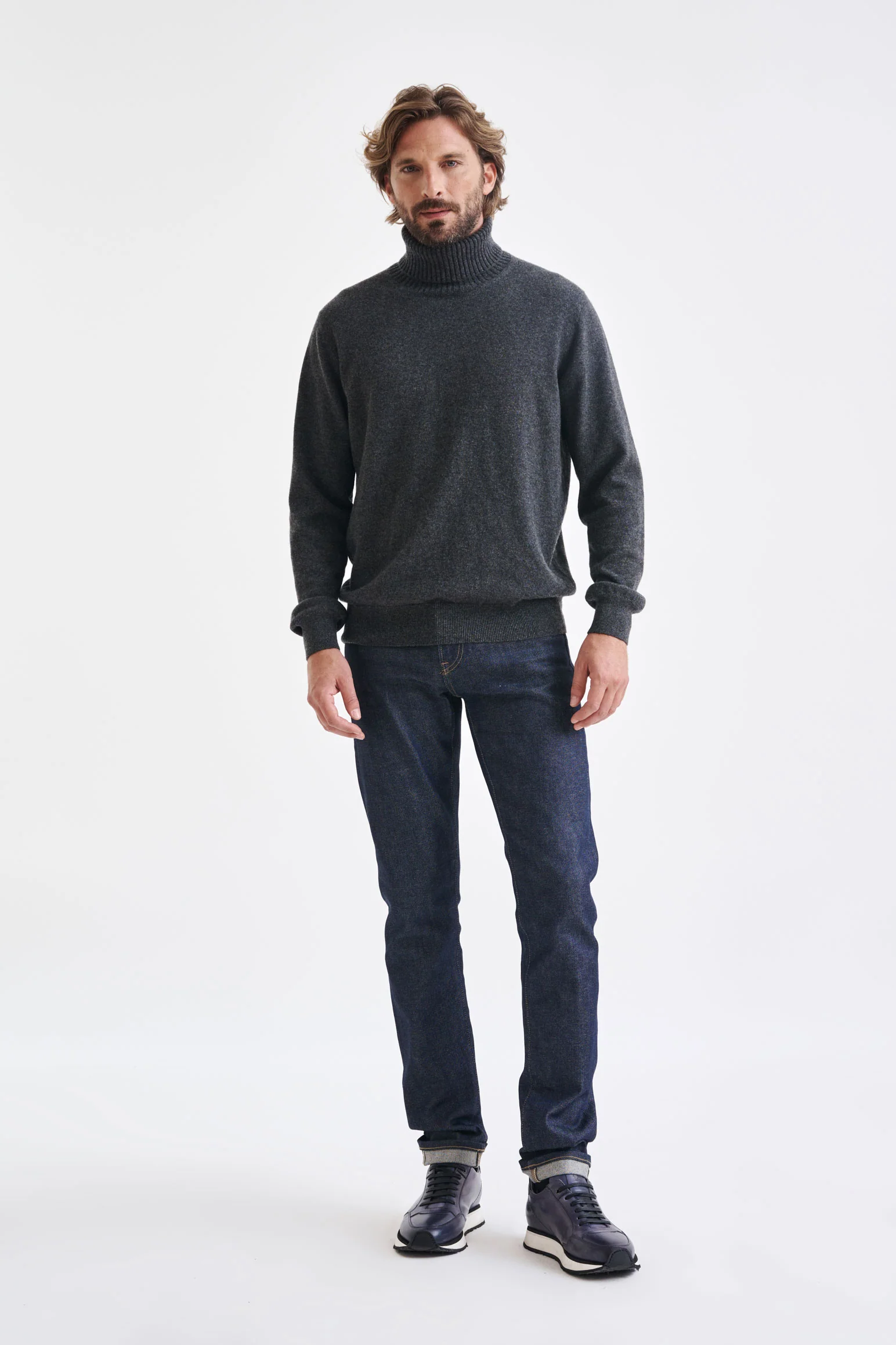 Dark Grey 100% Cashmere Crawley Rollneck Knit - Image 3