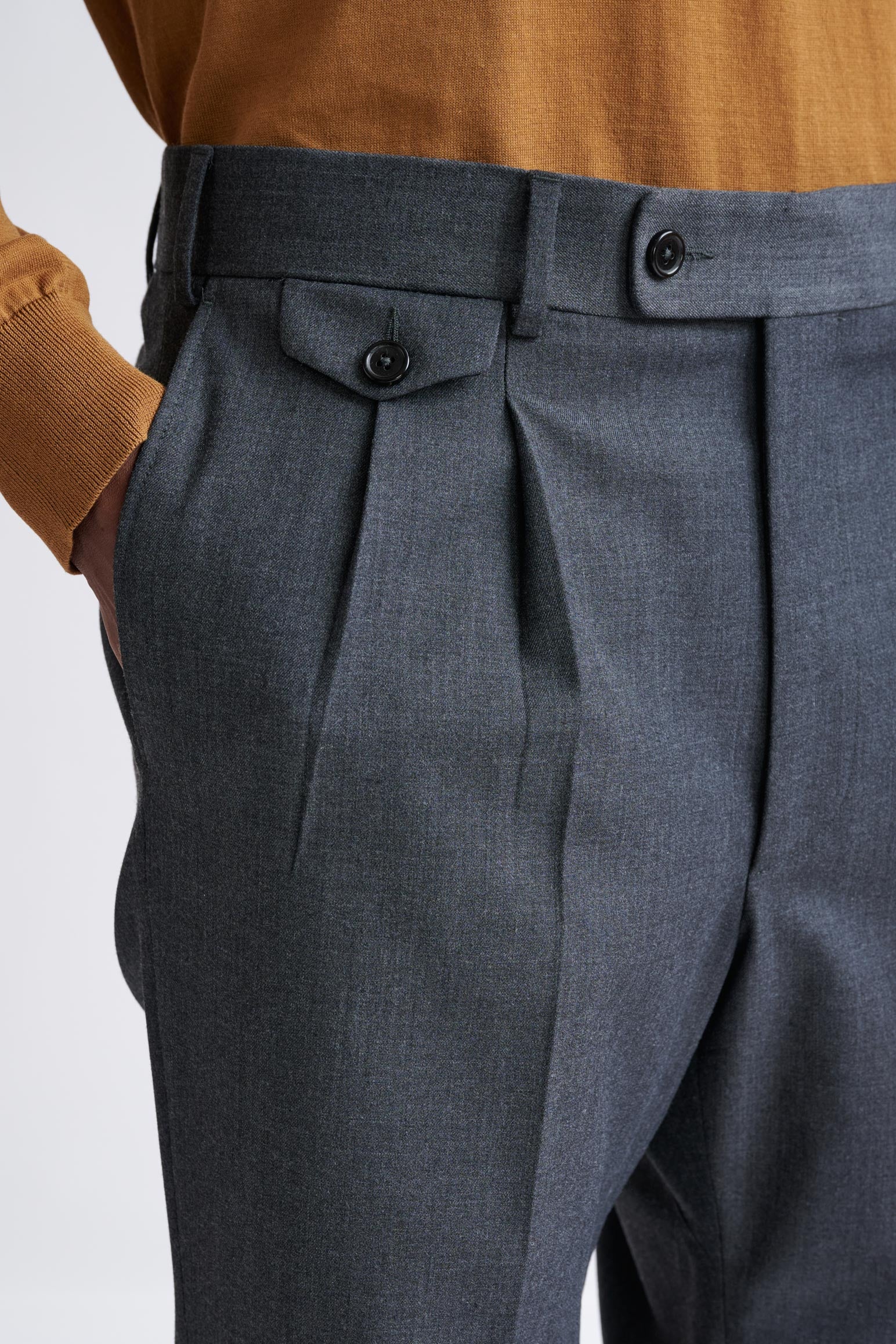Dark Grey Wool and with Stretch Farley Trousers Connect - Image 3