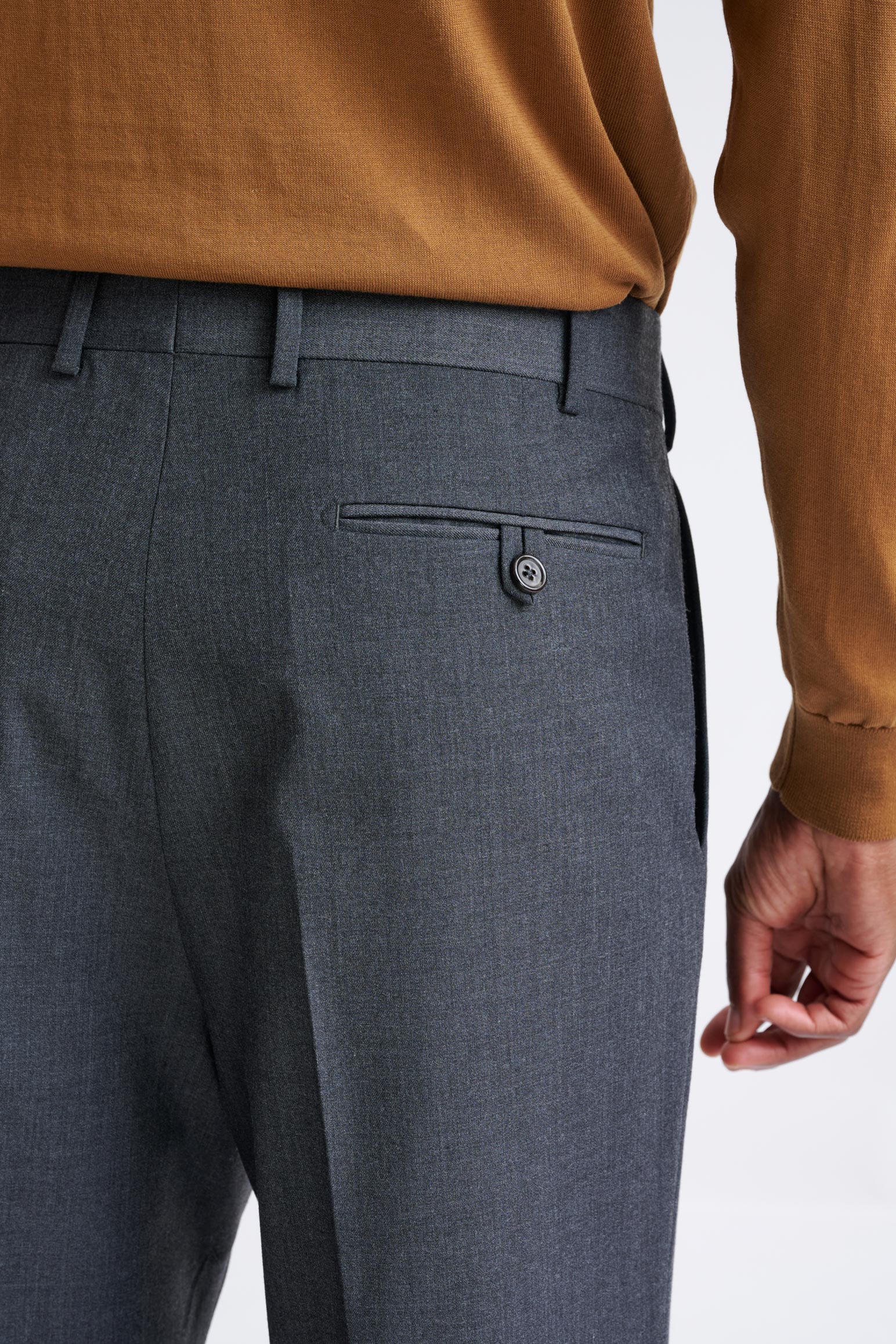 Dark Grey Wool and with Stretch Farley Trousers Connect - Image 4