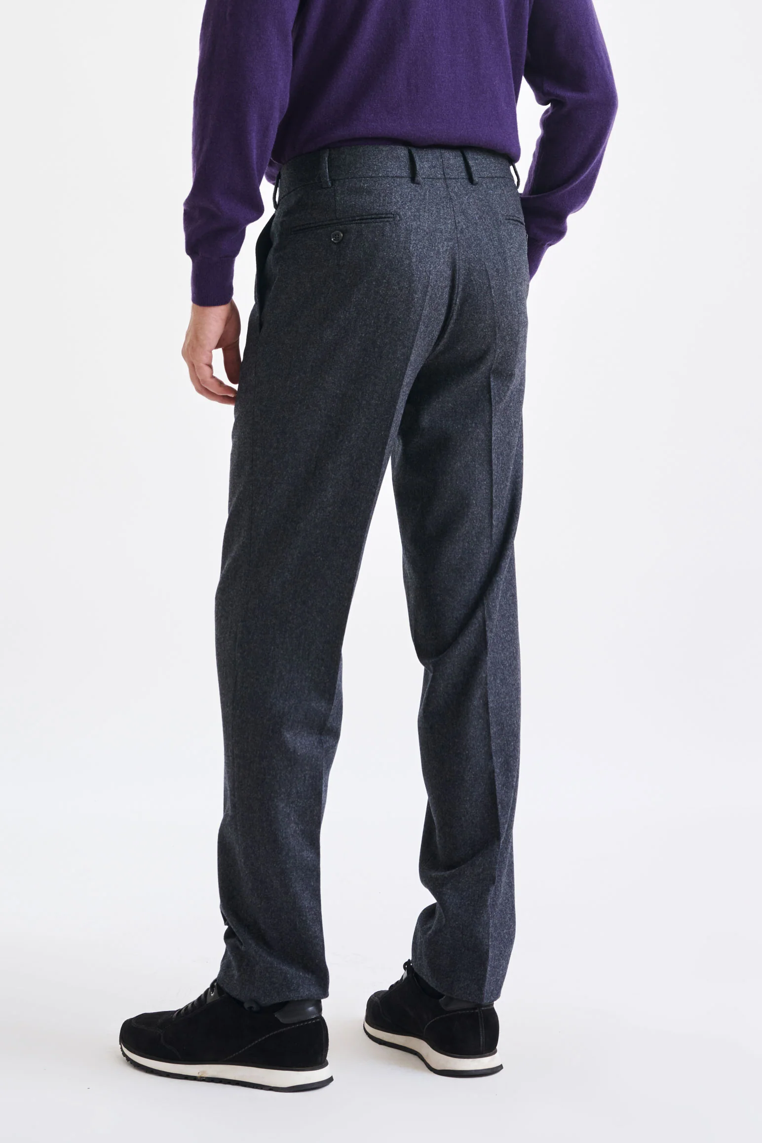 Dark Grey Super 100's Wool Farley Trouser Flannel Saxony - Image 3