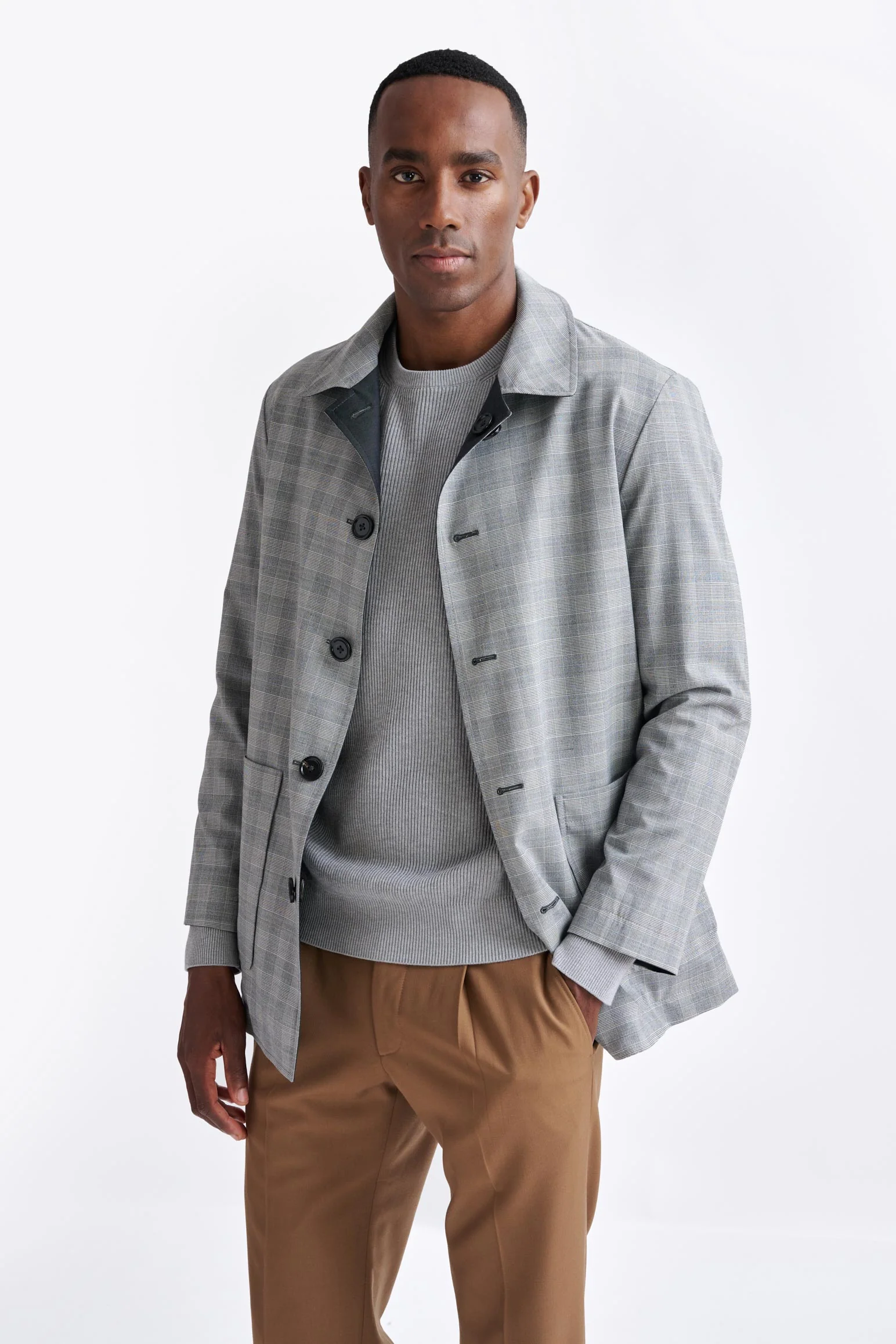 Dark Grey Wool Twill Membrane Troy Reversible Jacket