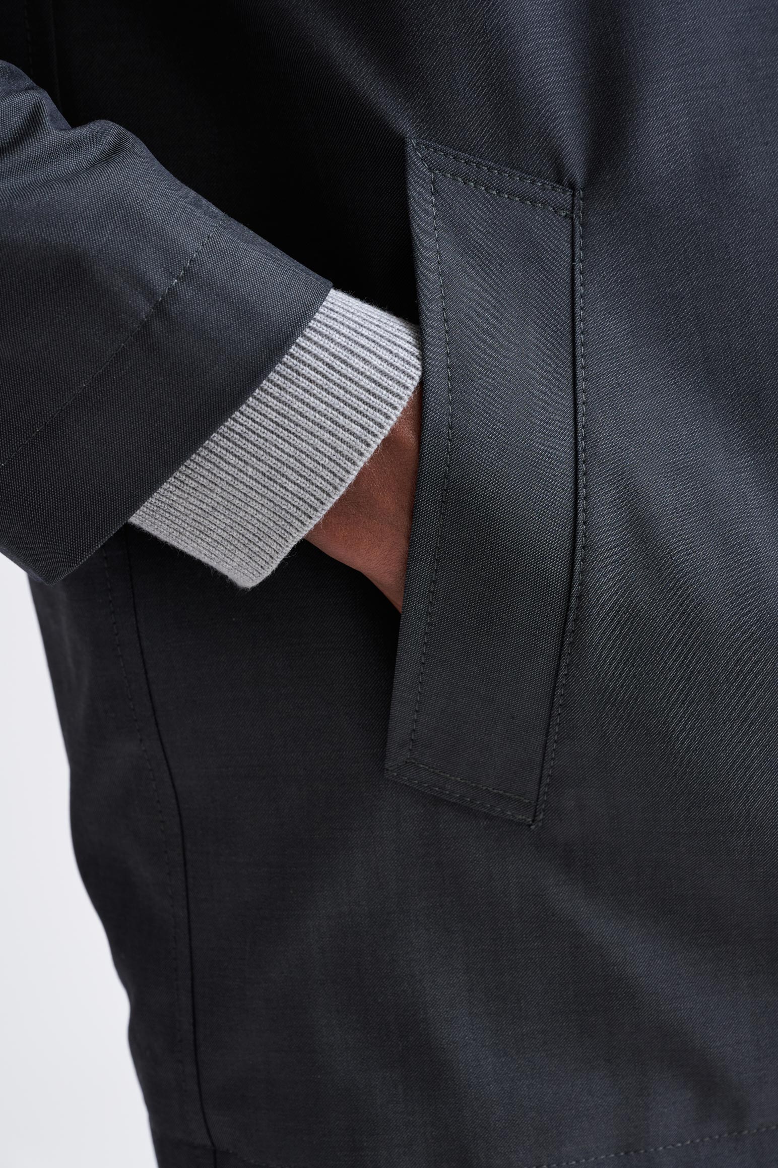 Dark Grey Wool Twill Membrane Troy Reversible Jacket - Image 2