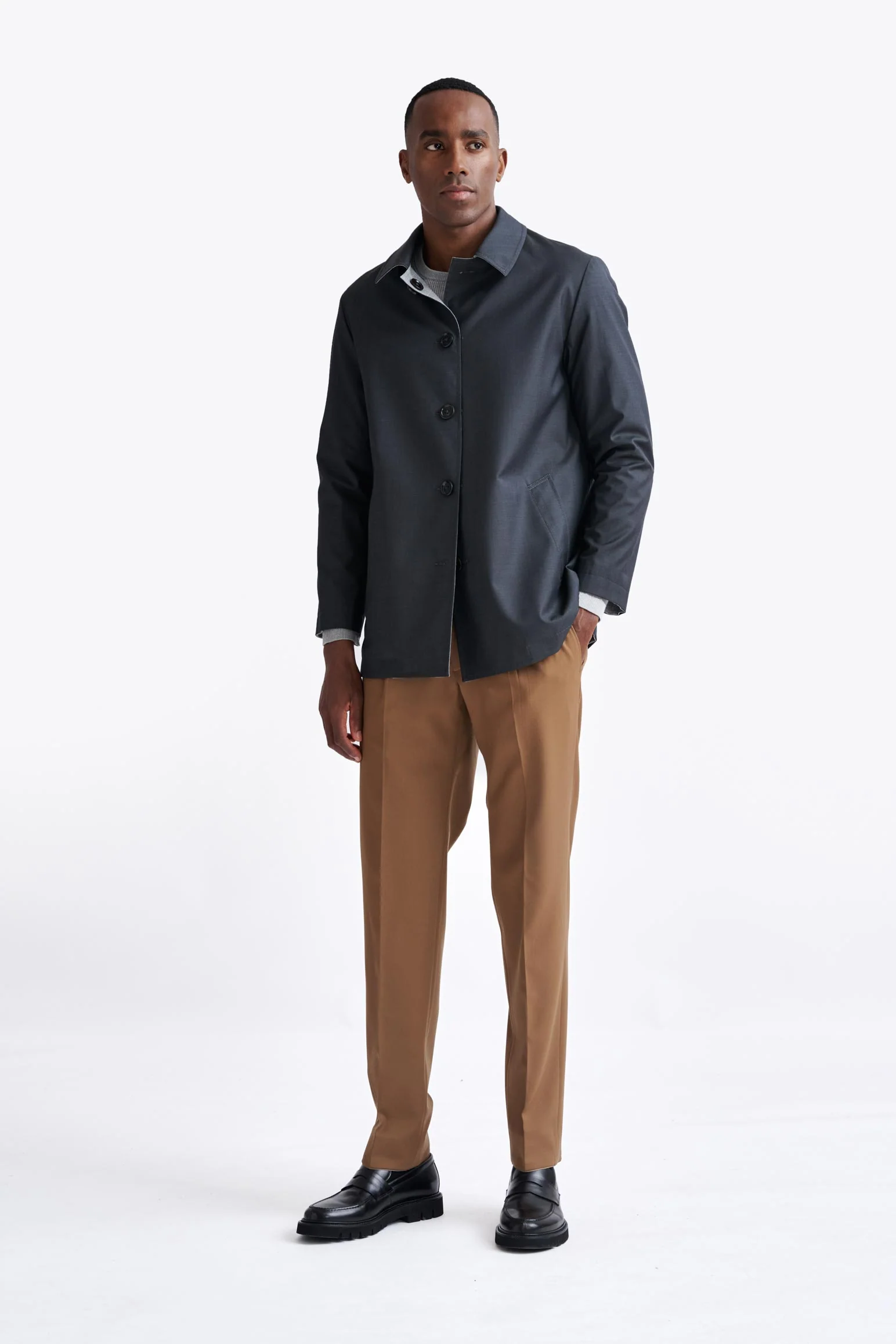 Dark Grey Wool Twill Membrane Troy Reversible Jacket - Image 5