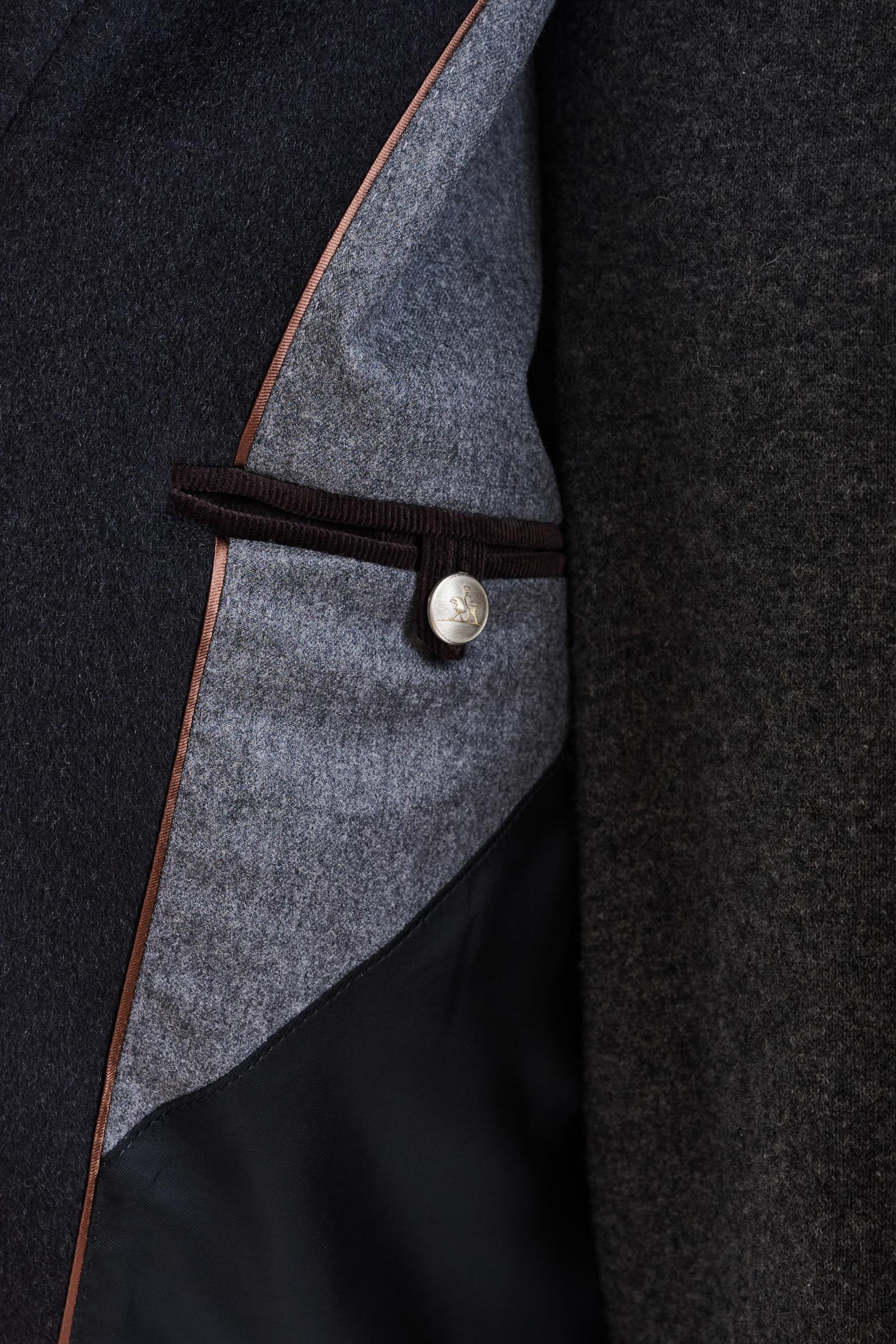 Dark Grey Wool Warwick Zeus Bomber Jacket - Image 4