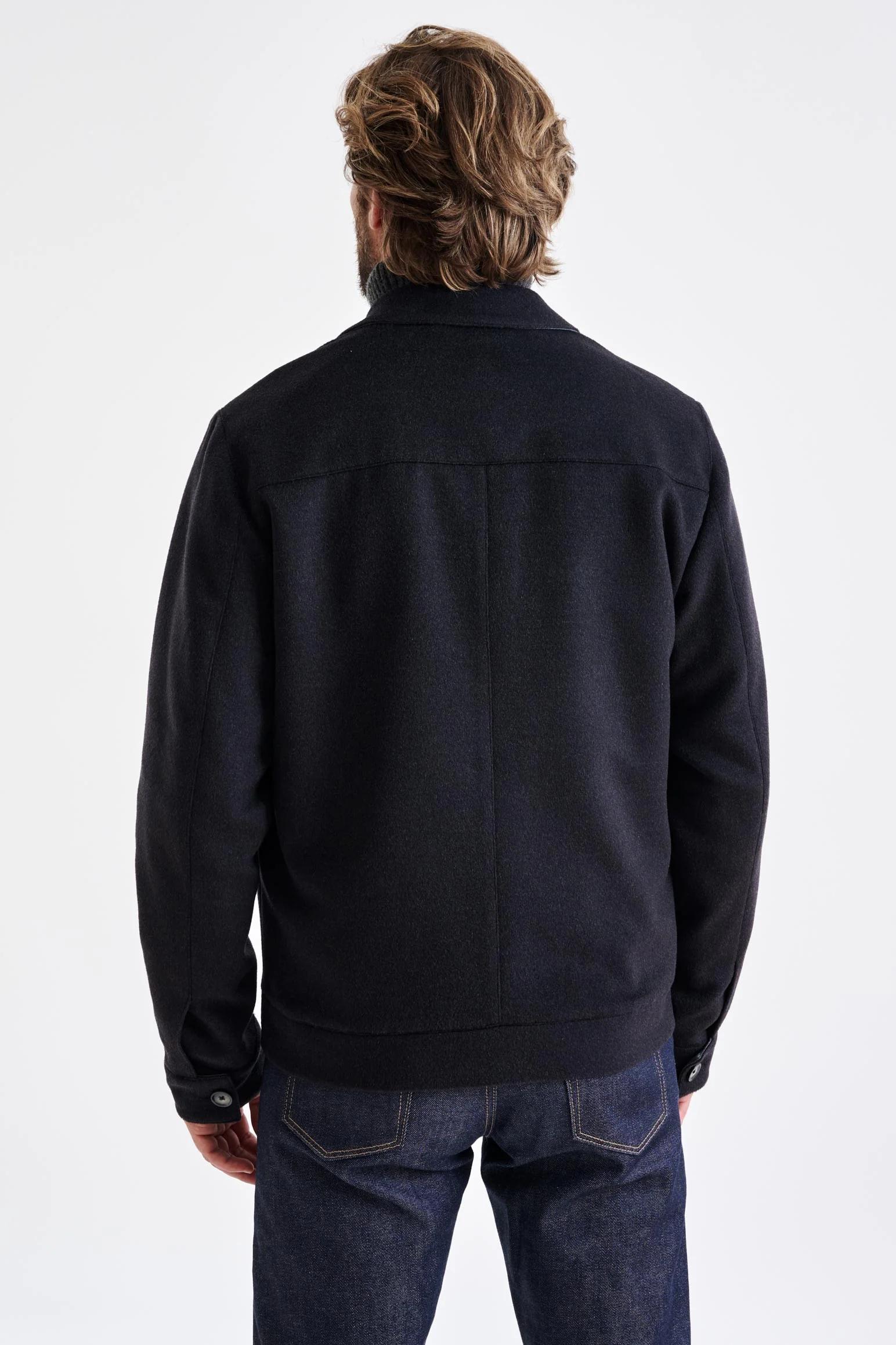 Dark Grey Wool Warwick Zeus Bomber Jacket - Image 6