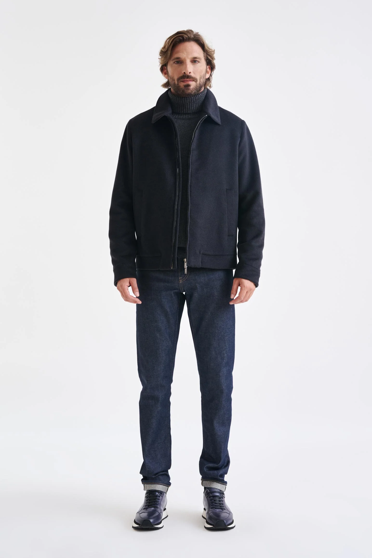 Dark Grey Wool Warwick Zeus Bomber Jacket - Image 7