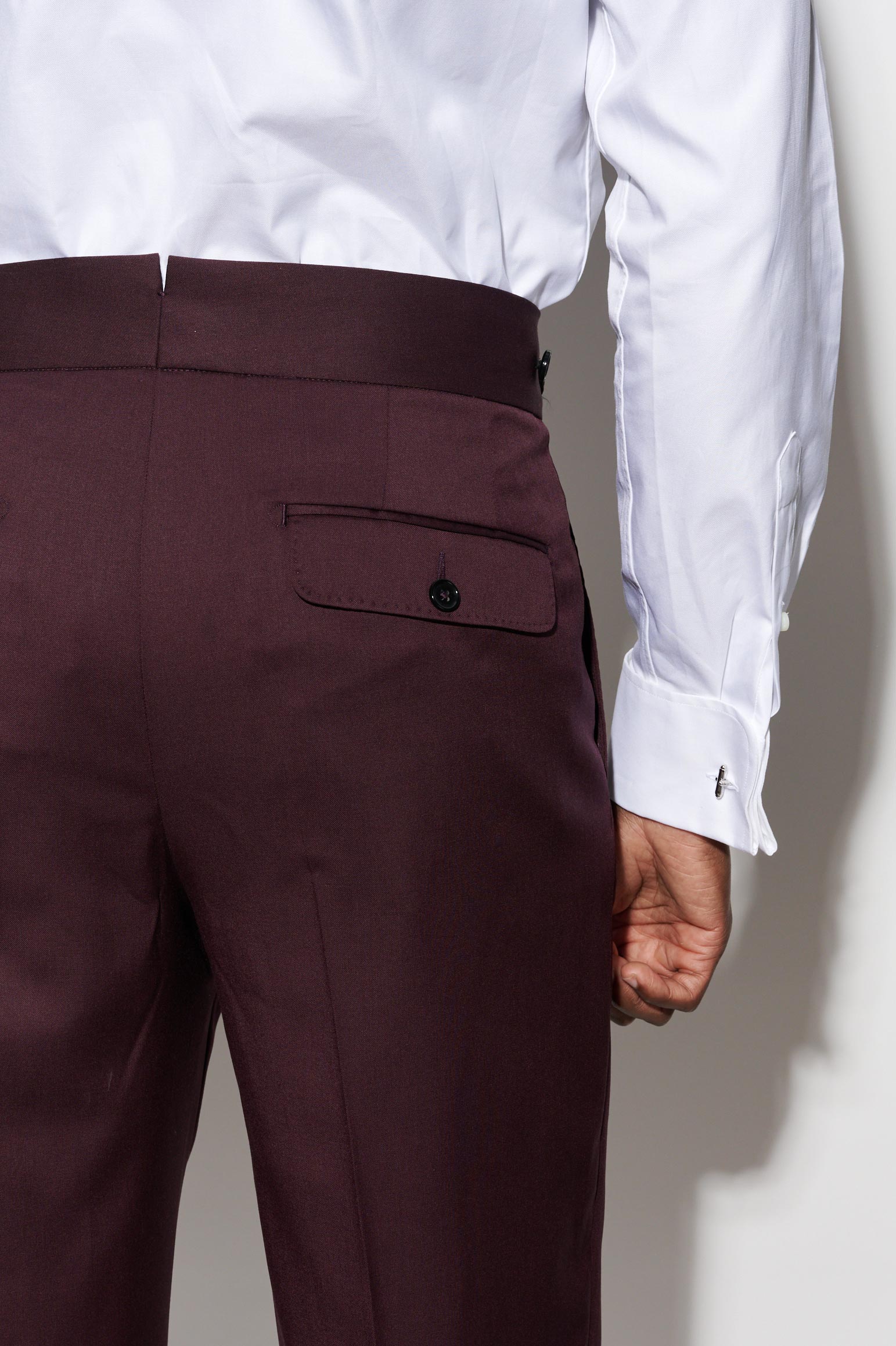 Dark Red 100% Wool Super 100's Gurkha Trousers New Deluxe - Image 6