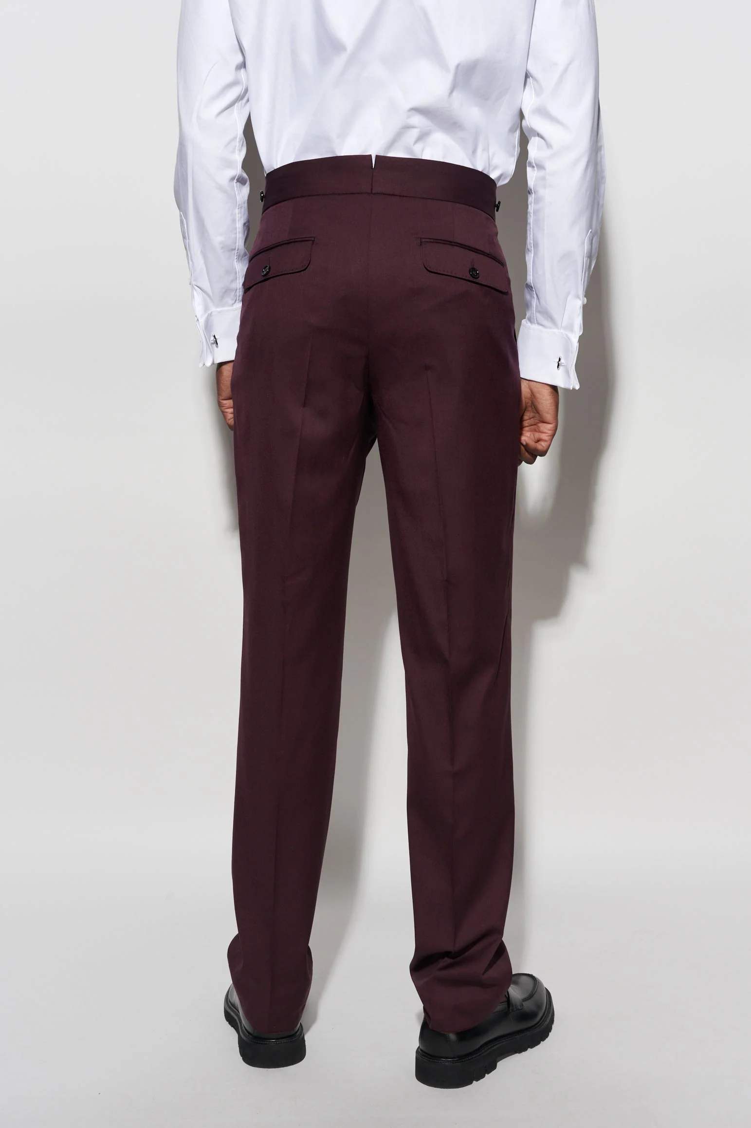 Dark Red 100% Wool Super 100's Gurkha Trousers New Deluxe - Image 7