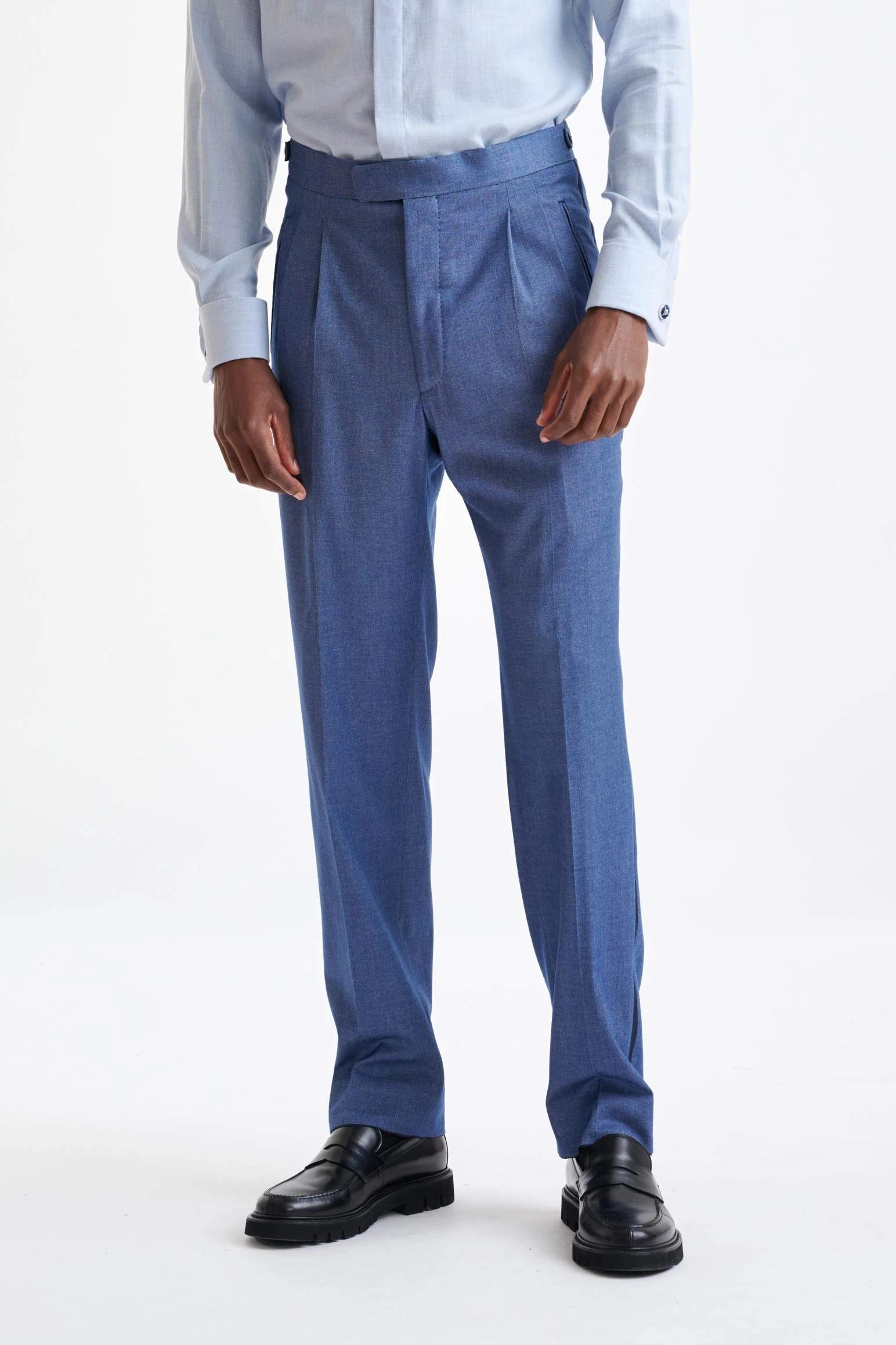 Denim Blue Cashmere & Cotton Farley Trousers Cashmere Denim
