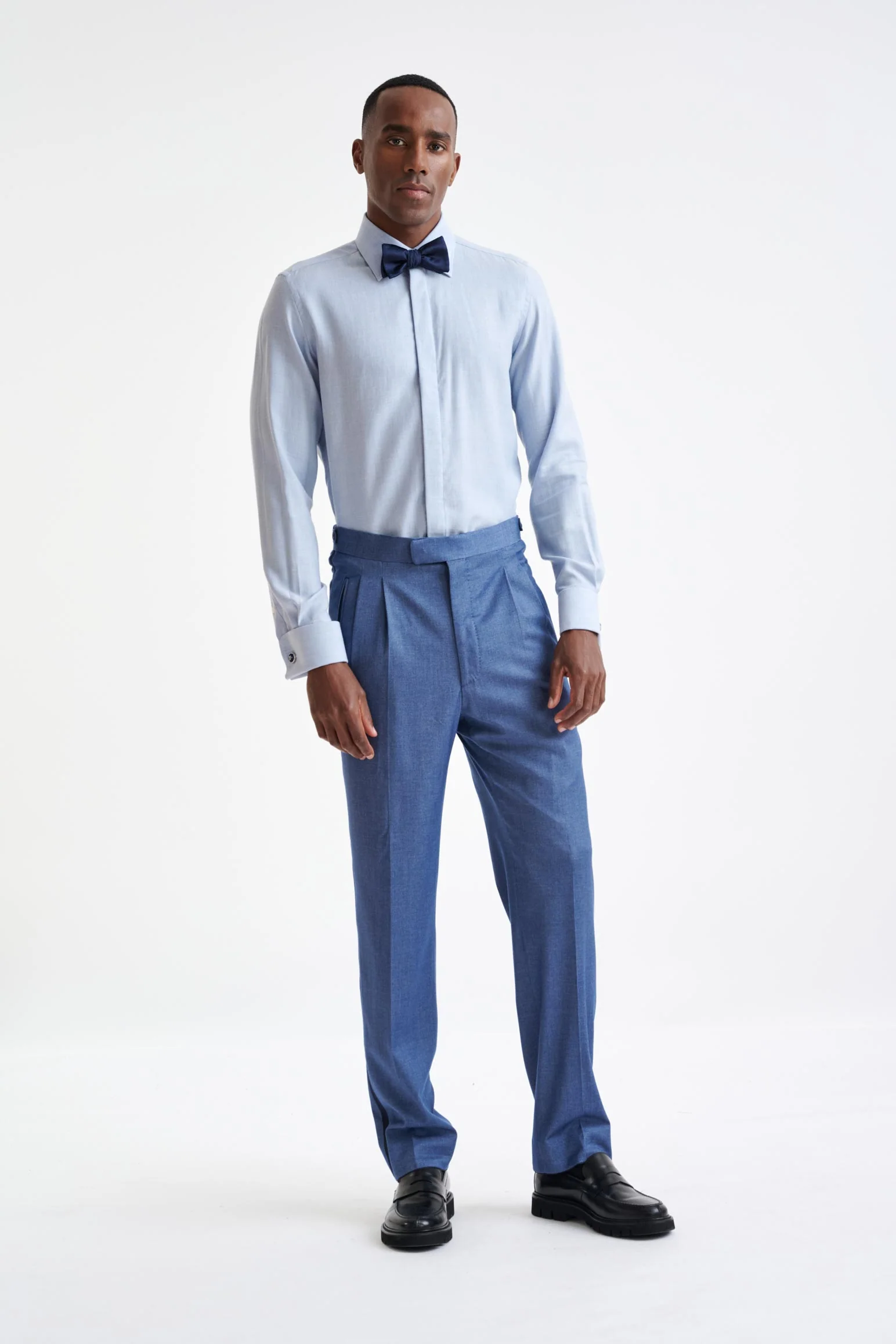 Denim Blue Cashmere & Cotton Farley Trousers Cashmere Denim - Image 2