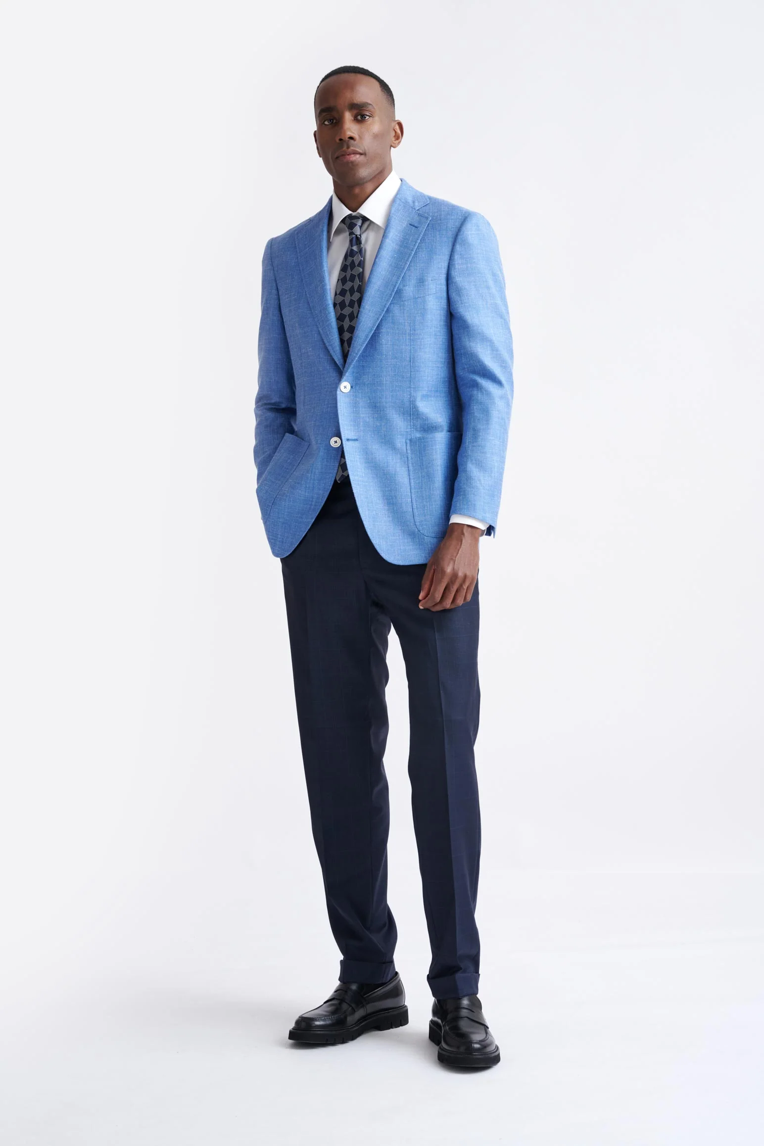 Light Blue Wool & Silk Soho Jacket Amalfi Trend - Image 6