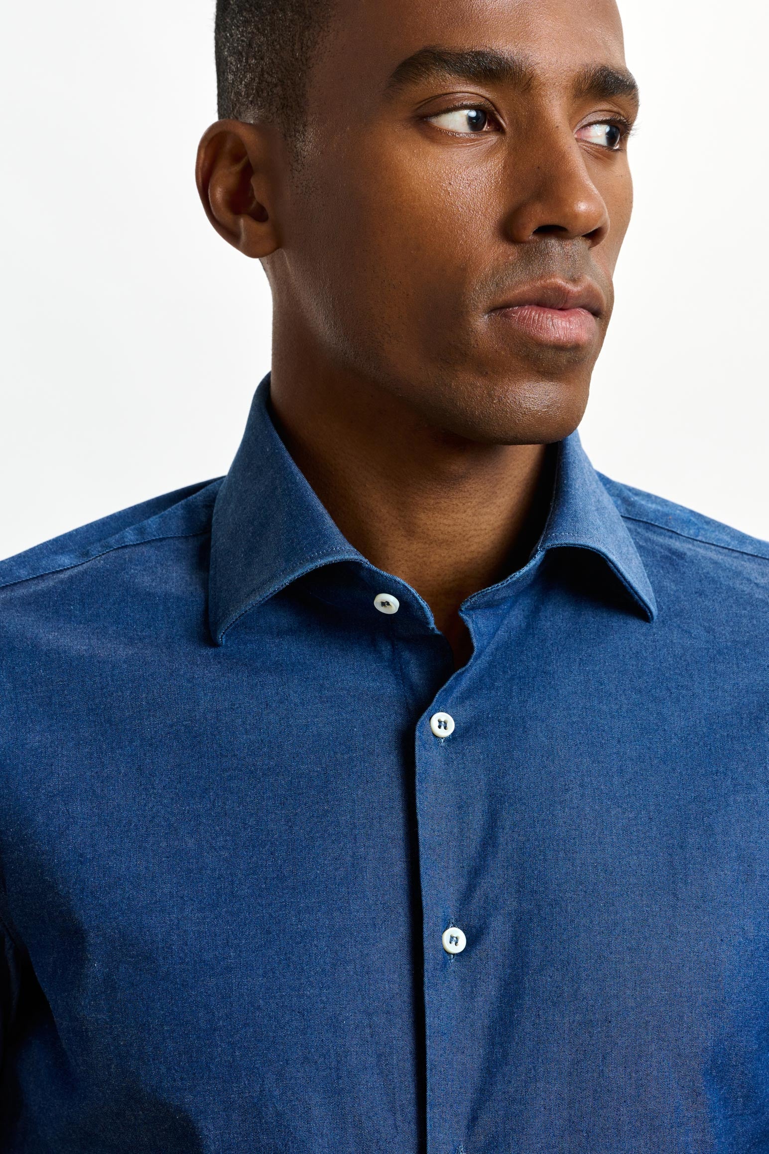 Rinse Denim Casual Long Sleeve Shirt - Image 3
